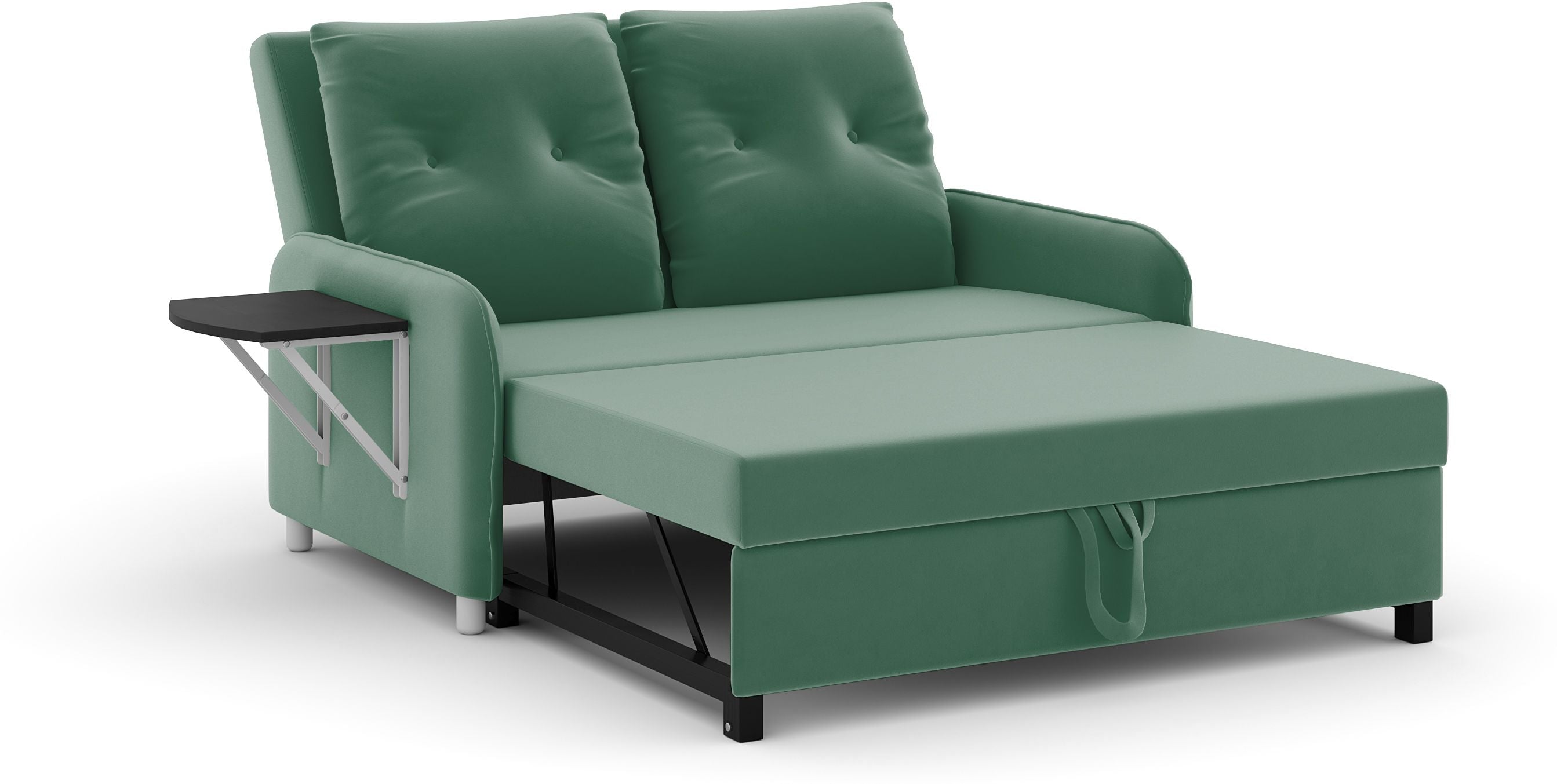 3 Seater Double Solid Wood Pull Out Sofa Cum Bed (Finish Color - GREEN Delivery Condition - DIY(Do-It-Yourself))