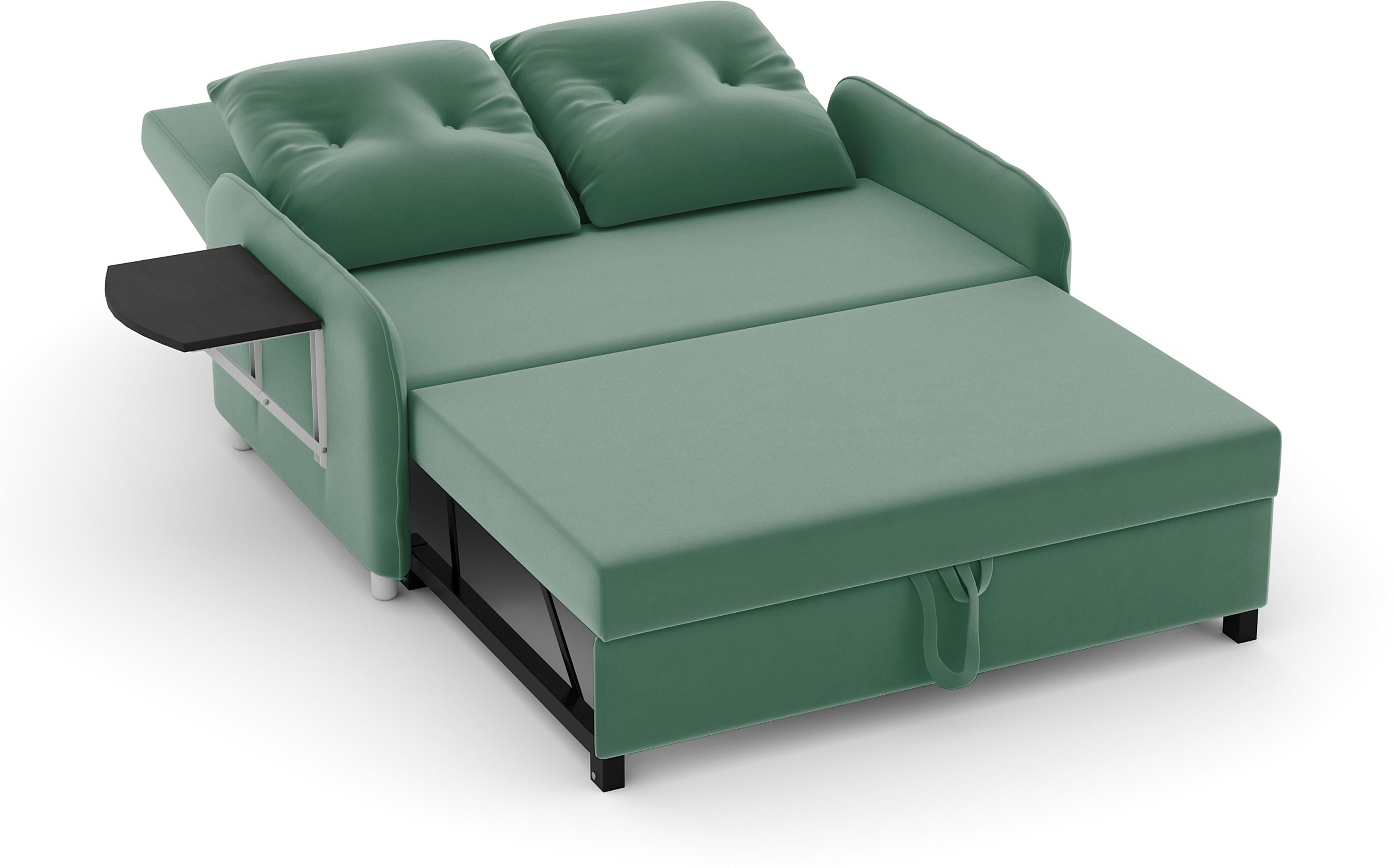 3 Seater Double Solid Wood Pull Out Sofa Cum Bed (Finish Color - GREEN Delivery Condition - DIY(Do-It-Yourself))
