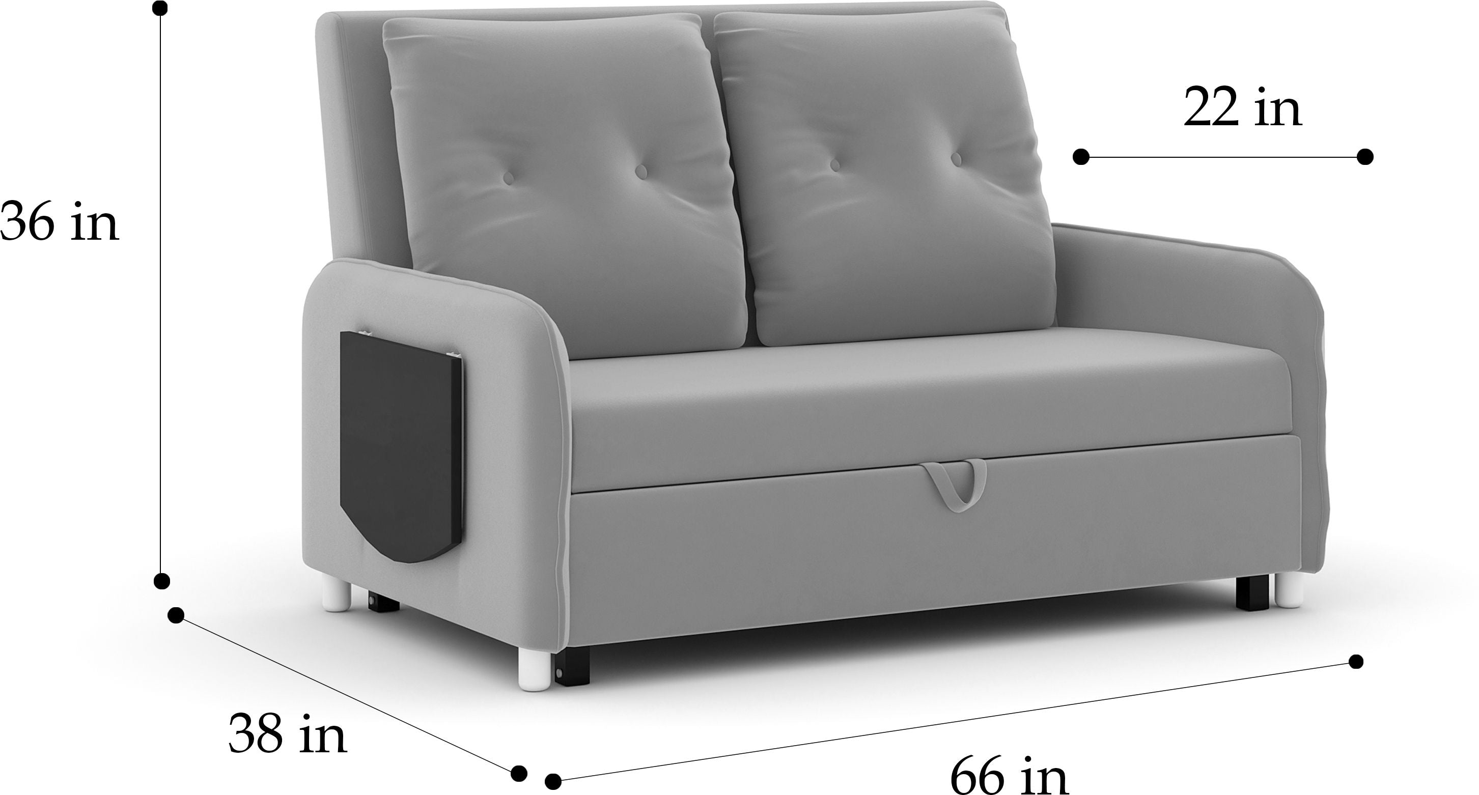 3 Seater Double Solid Wood Pull Out Sofa Cum Bed (Finish Color - GREY Delivery Condition - DIY(Do-It-Yourself))