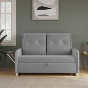 3 Seater Double Solid Wood Pull Out Sofa Cum Bed (Finish Color - GREY Delivery Condition - DIY(Do-It-Yourself))