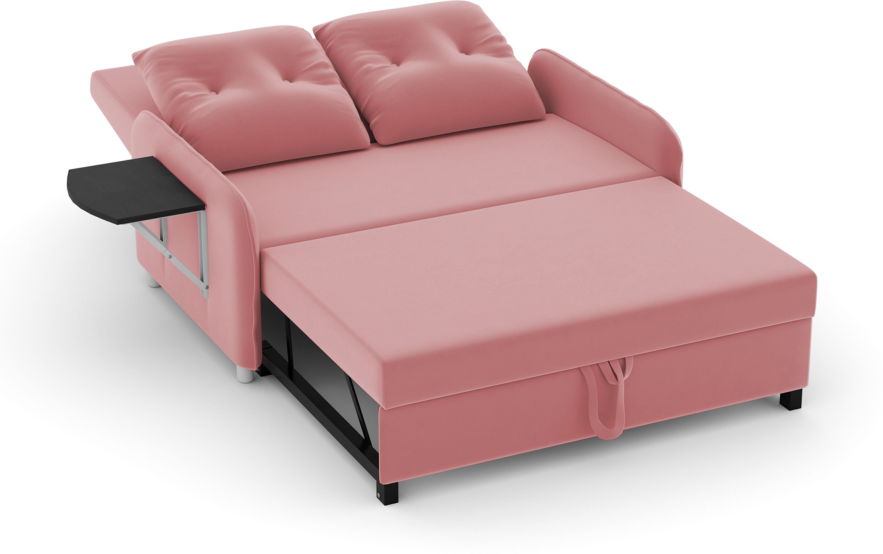3 Seater Double Solid Wood Pull Out Sofa Cum Bed (Finish Color - PINK Delivery Condition - DIY(Do-It-Yourself))