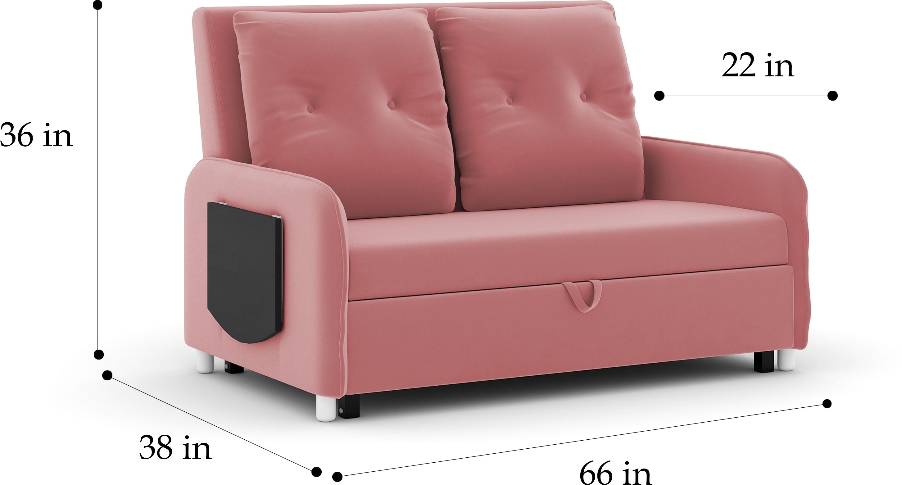 3 Seater Double Solid Wood Pull Out Sofa Cum Bed (Finish Color - PINK Delivery Condition - DIY(Do-It-Yourself))