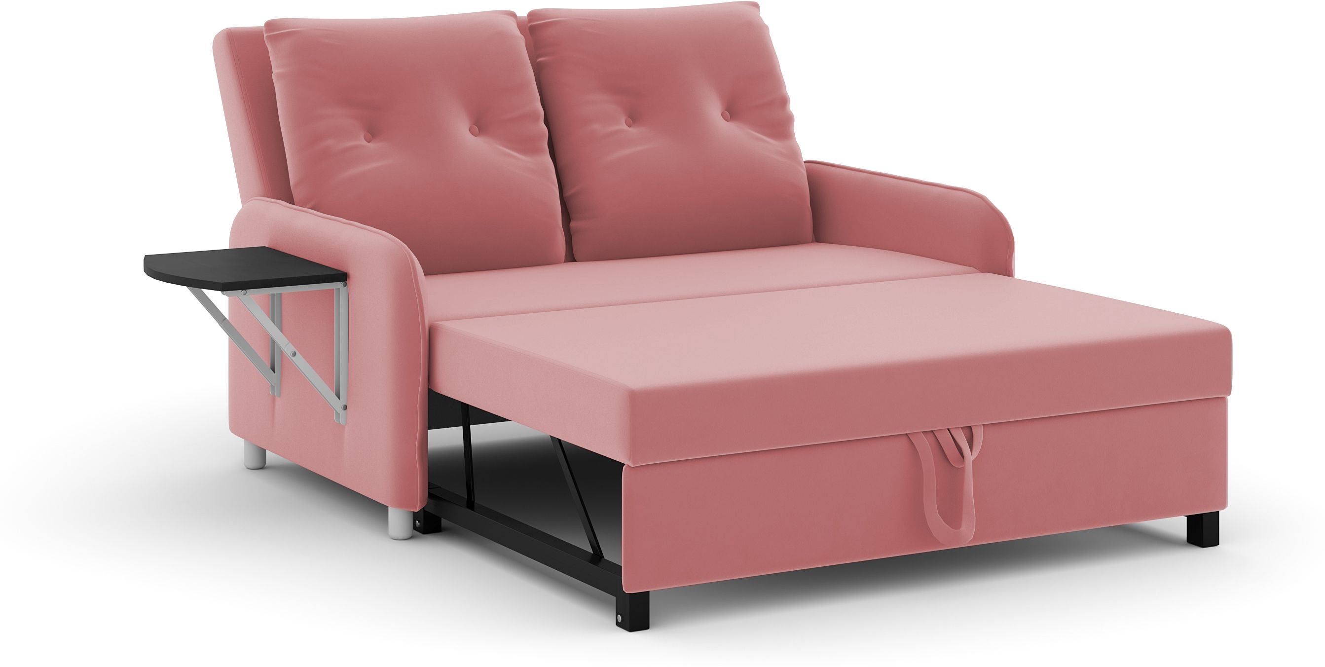 3 Seater Double Solid Wood Pull Out Sofa Cum Bed (Finish Color - PINK Delivery Condition - DIY(Do-It-Yourself))