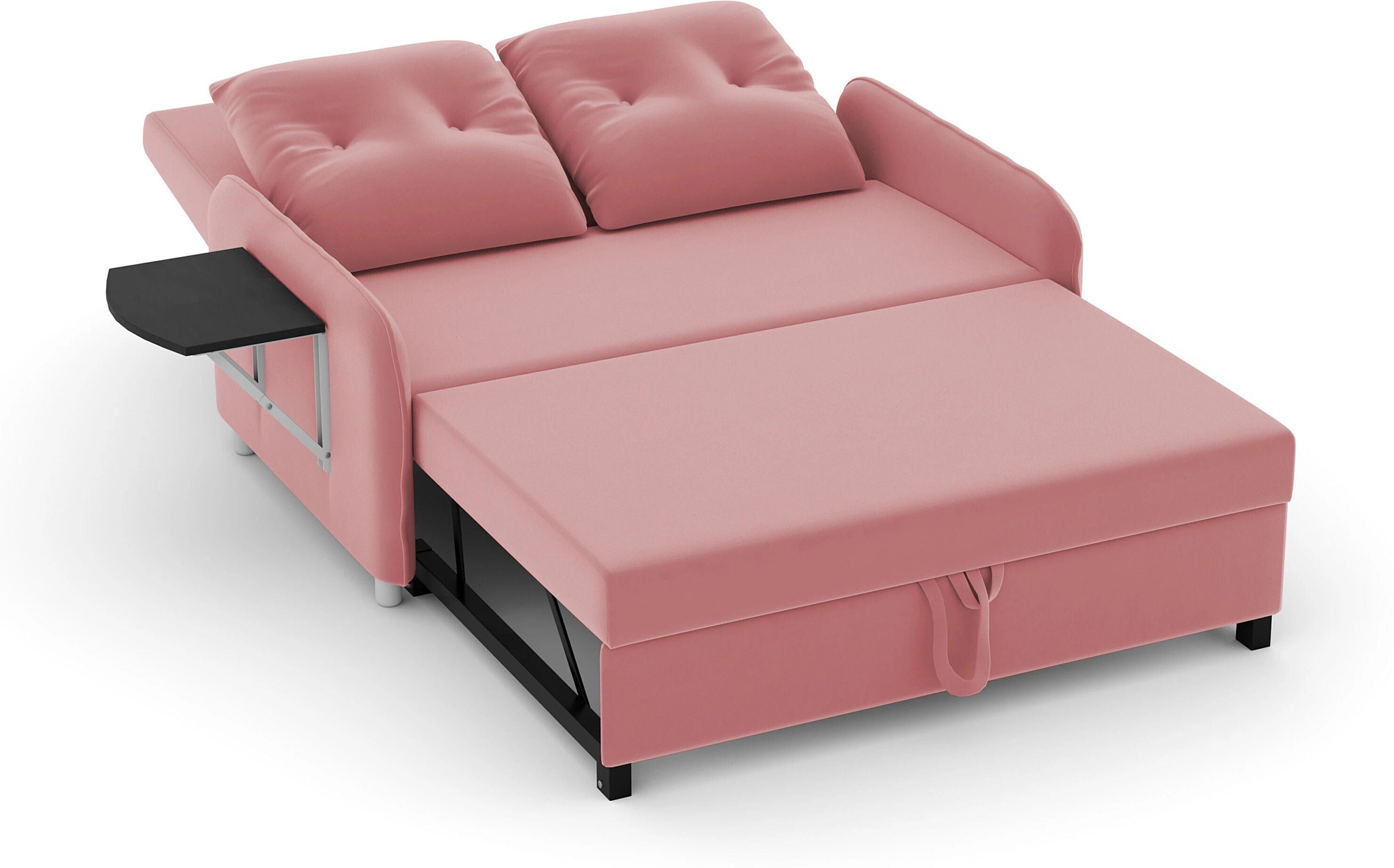MULTI UTILITY SOFA 3 Seater Double Solid Wood Pull Out Sofa Cum Bed (Finish Color - Pink Delivery Condition - DIY(Do-It-Yourself))