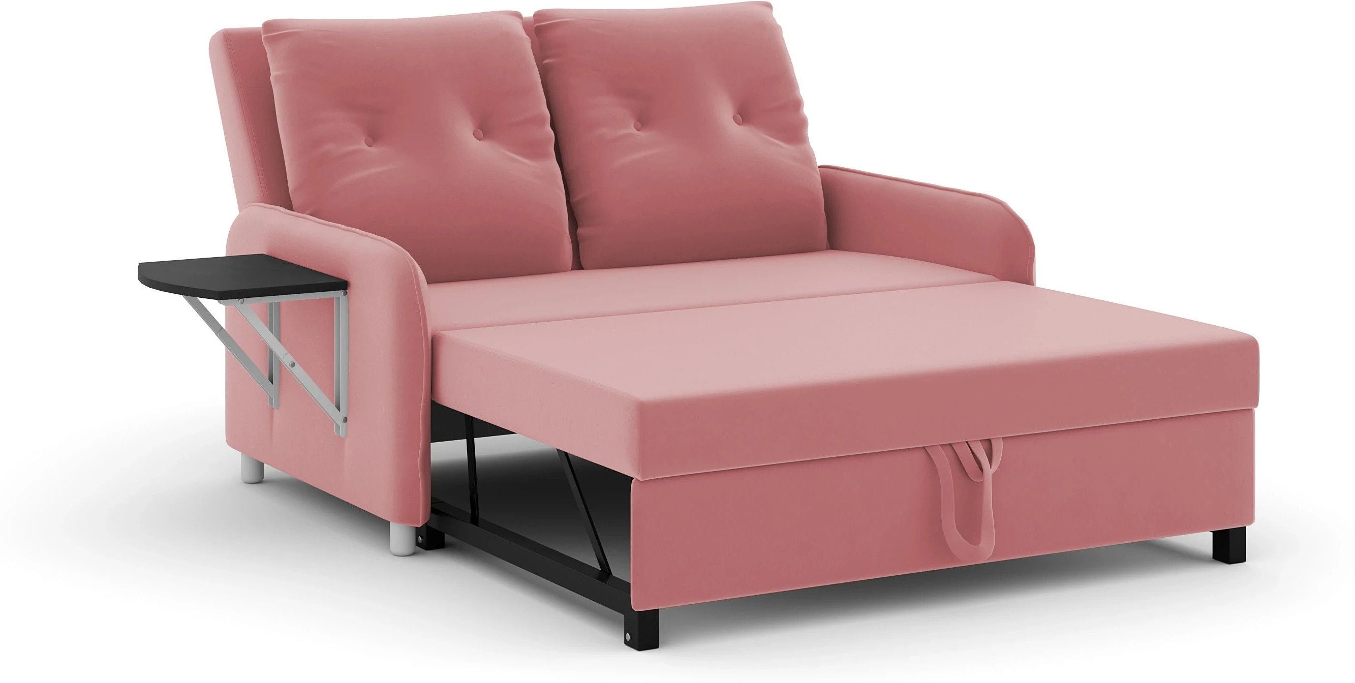 MULTI UTILITY SOFA 3 Seater Double Solid Wood Pull Out Sofa Cum Bed (Finish Color - Pink Delivery Condition - DIY(Do-It-Yourself))