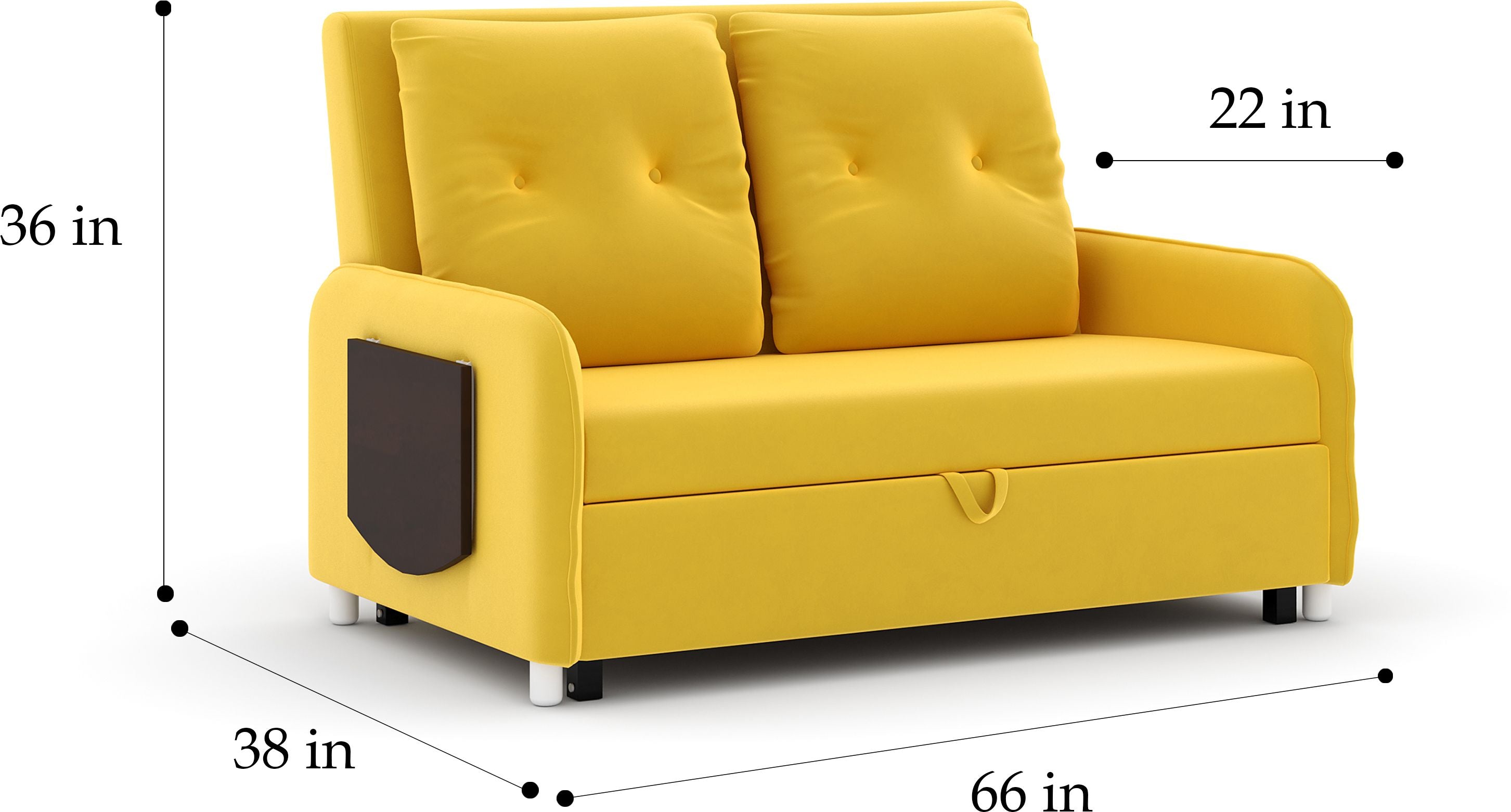 3 Seater Double Solid Wood Pull Out Sofa Cum Bed (Finish Color - YELLOW Delivery Condition - DIY(Do-It-Yourself))