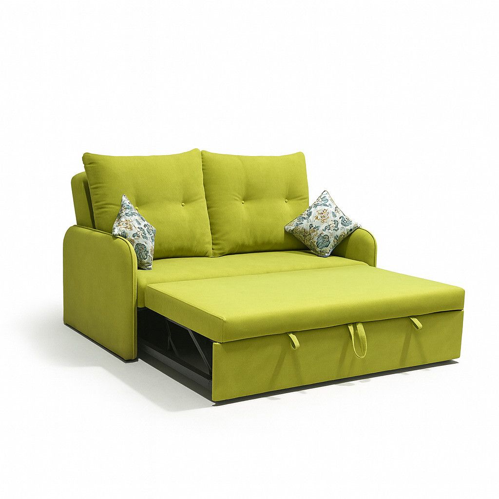 CI MULTI UTILITY SOFA 3 Seater Double Solid Wood Pull Out Sofa Cum Bed (Finish Color - Lime Green Delivery Condition - Knock Down)
