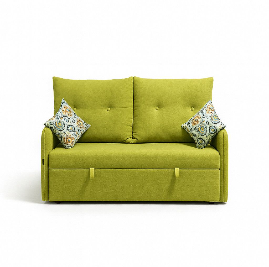 CI MULTI UTILITY SOFA 3 Seater Double Solid Wood Pull Out Sofa Cum Bed (Finish Color - Lime Green Delivery Condition - Knock Down)