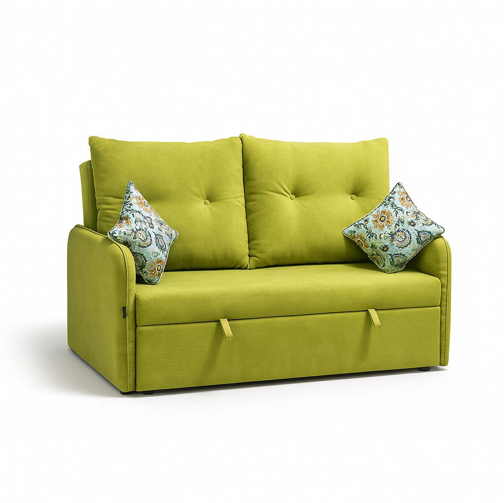 CI MULTI UTILITY SOFA 3 Seater Double Solid Wood Pull Out Sofa Cum Bed (Finish Color - Lime Green Delivery Condition - Knock Down)