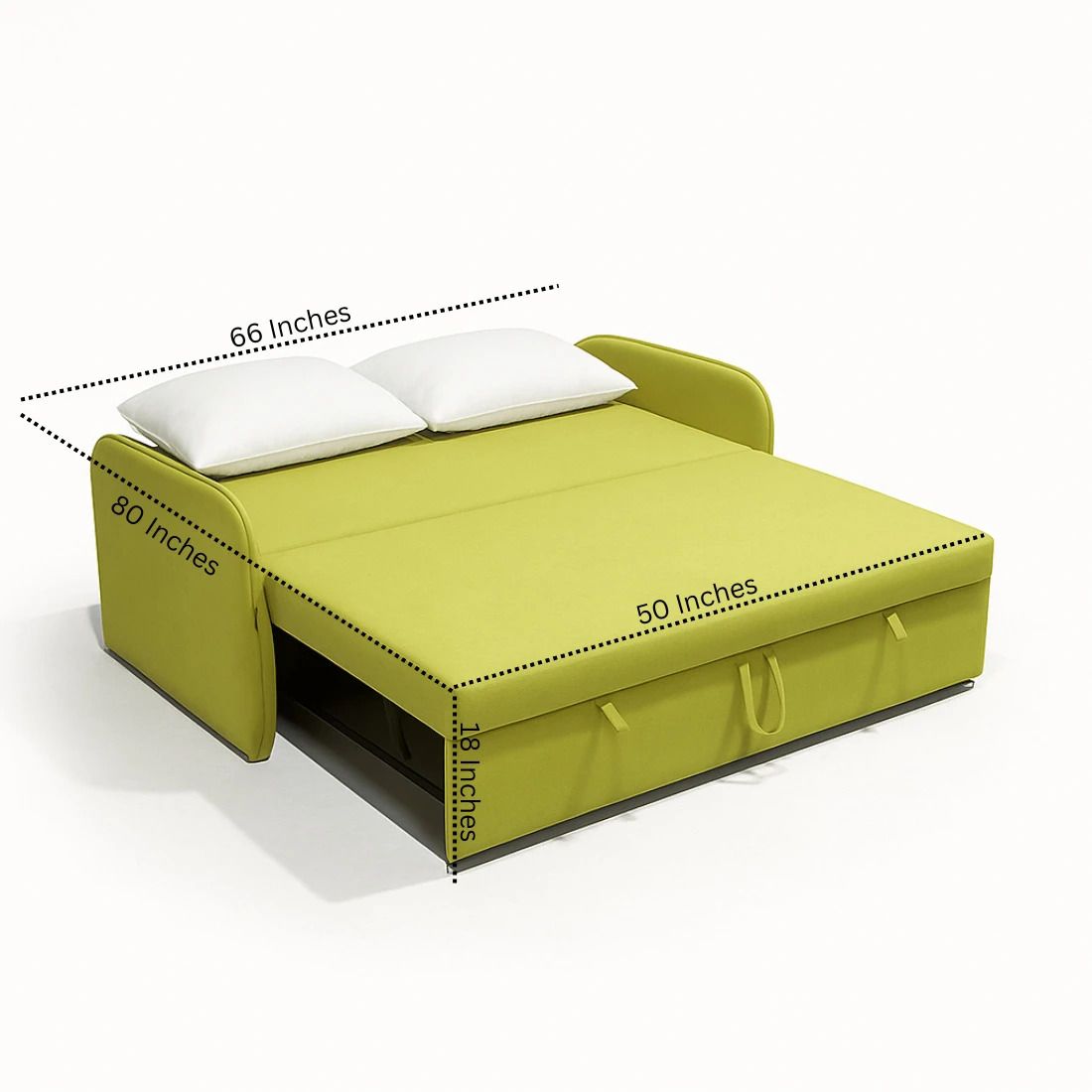 CI MULTI UTILITY SOFA 3 Seater Double Solid Wood Pull Out Sofa Cum Bed (Finish Color - Lime Green Delivery Condition - Knock Down)