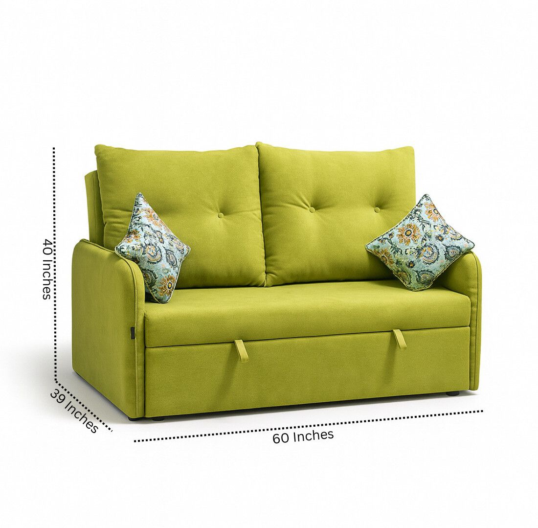 CI MULTI UTILITY SOFA 3 Seater Double Solid Wood Pull Out Sofa Cum Bed (Finish Color - Lime Green Delivery Condition - Knock Down)