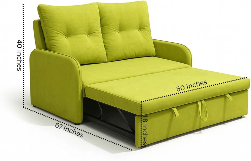 CI MULTI UTILITY SOFA 3 Seater Double Solid Wood Pull Out Sofa Cum Bed (Finish Color - Lime Green Delivery Condition - Knock Down)
