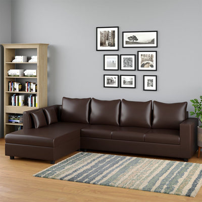WESTIDO Leatherette 6 Seater  Sofa (Finish Color - Brown, DIY(Do-It-Yourself))