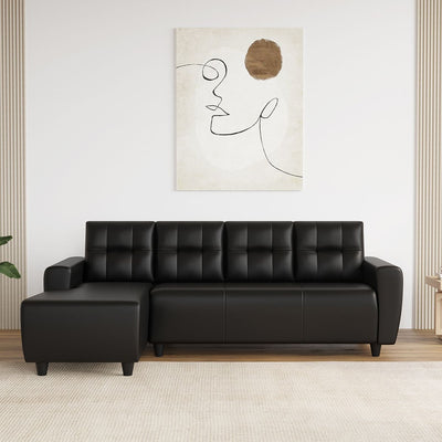 WESTIDO Cyrus Leatherette 6 Seater  Sofa (Finish Color - Black, DIY(Do-It-Yourself))