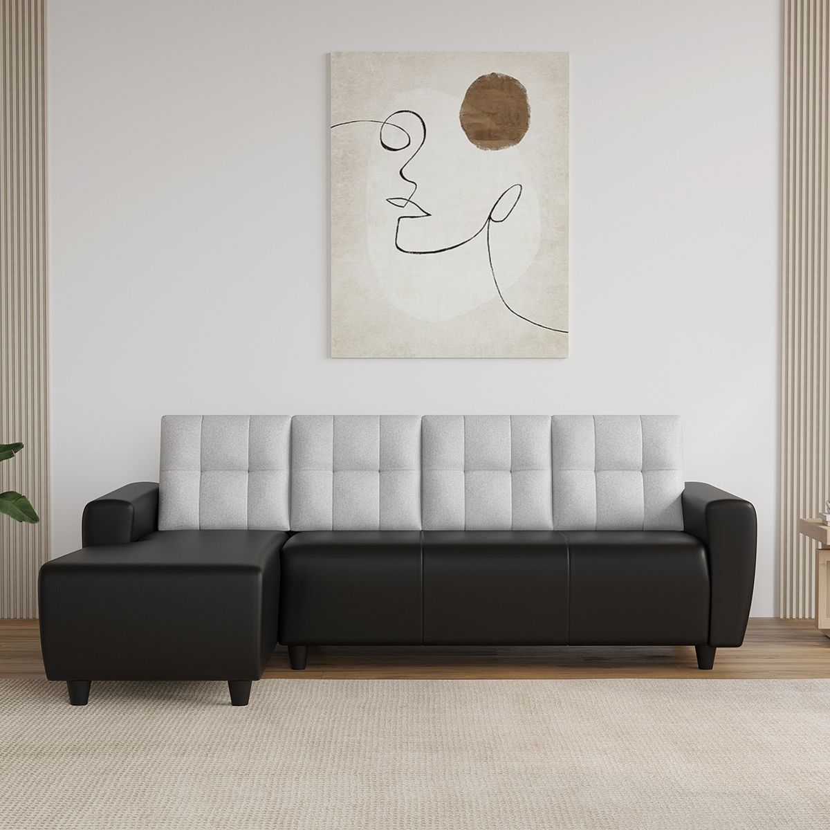 WESTIDO Cysrus Leatherette 6 Seater  Sofa (Finish Color - Black Grey, DIY(Do-It-Yourself))