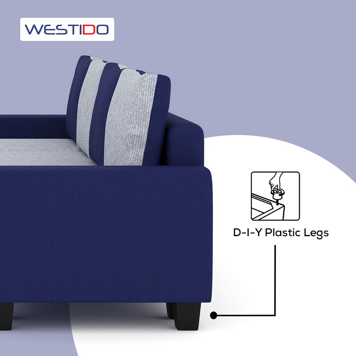 WESTIDO Fabric 5 Seater  Sofa (Finish Color - Blue Grey, DIY(Do-It-Yourself))
