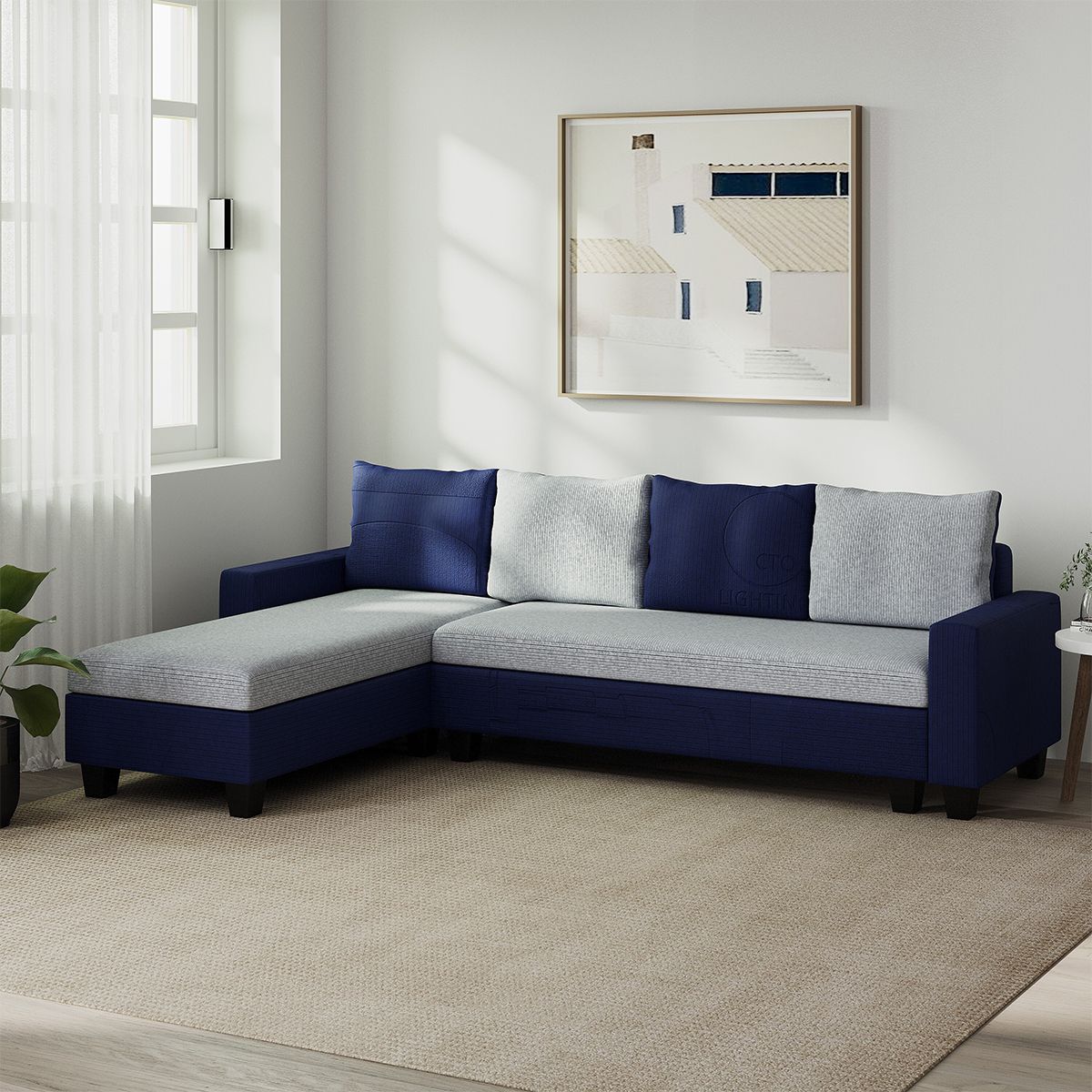 WESTIDO Fabric 5 Seater  Sofa (Finish Color - Blue Grey, DIY(Do-It-Yourself))