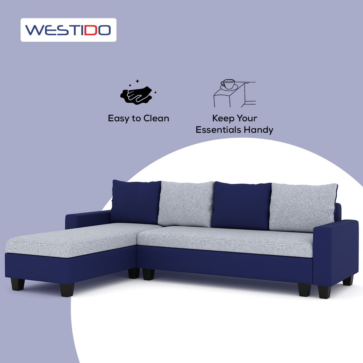 WESTIDO Fabric 5 Seater  Sofa (Finish Color - Blue Grey, DIY(Do-It-Yourself))