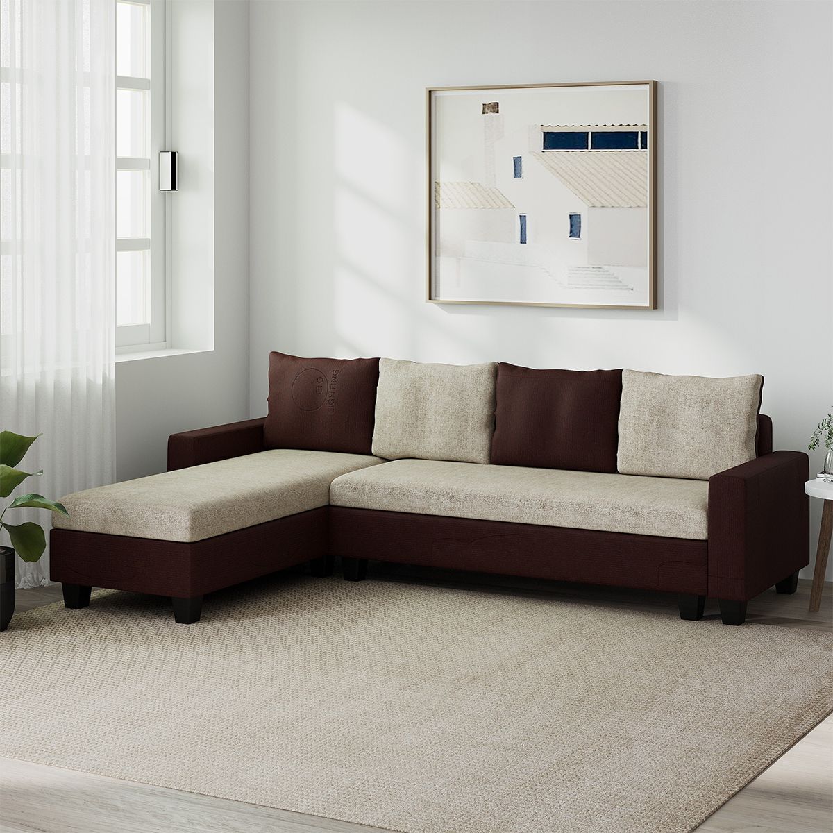 WESTIDO Fabric 5 Seater  Sofa (Finish Color - Cream Brown, DIY(Do-It-Yourself))