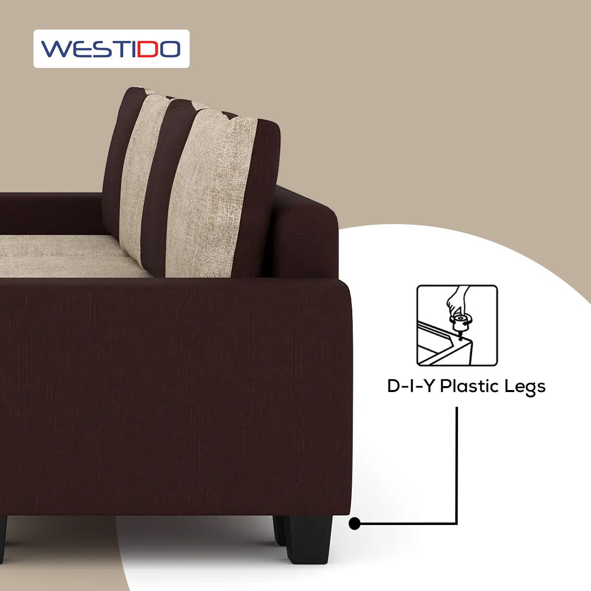 WESTIDO Fabric 5 Seater  Sofa (Finish Color - Cream Brown, DIY(Do-It-Yourself))