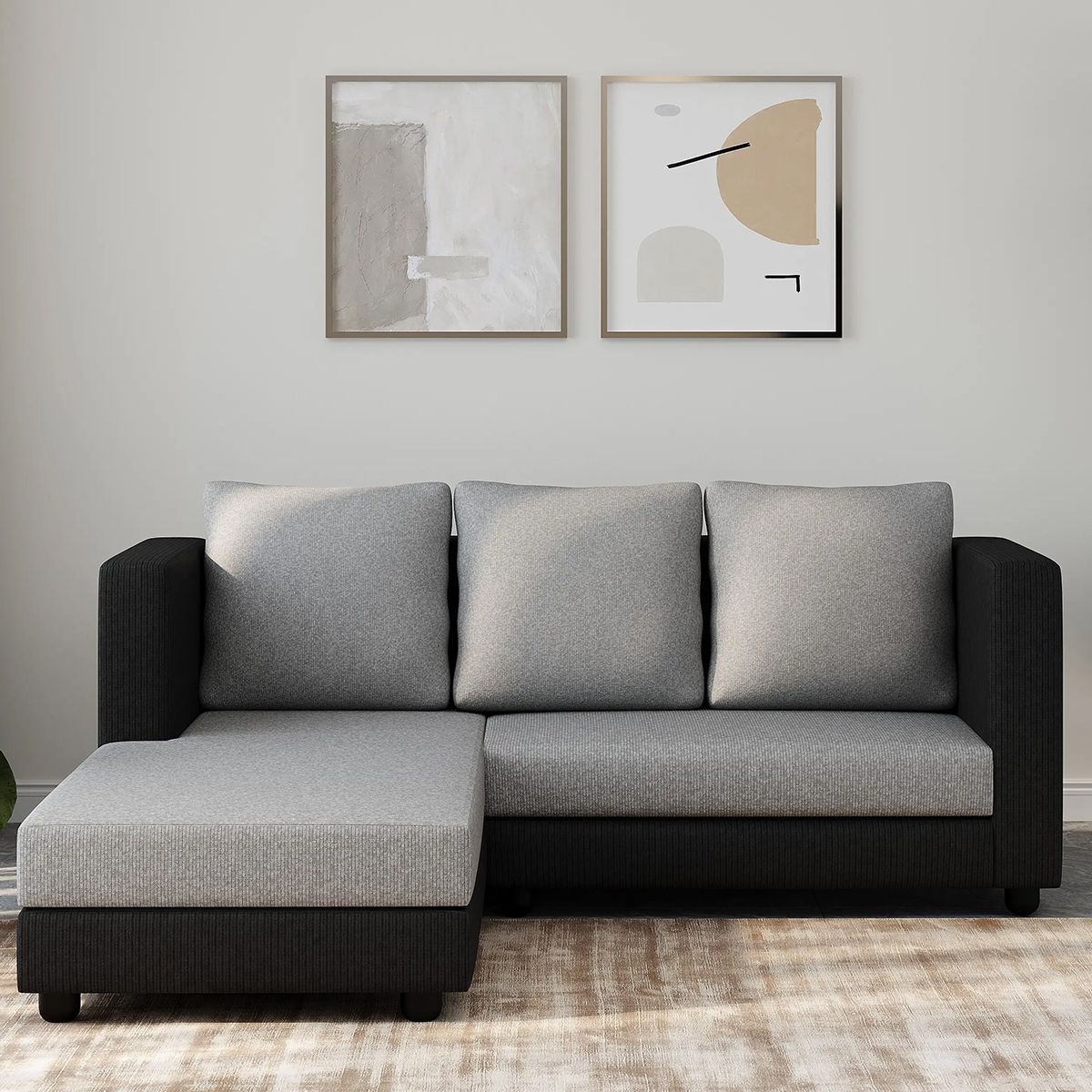 WESTIDO Gundoldo Fabric 5 Seater  Sofa (Finish Color - Grey Black, DIY(Do-It-Yourself))