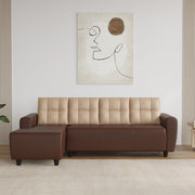 WESTIDO Emporio Cream Fabric Brown Leatherette 6 Seater  Sofa (Finish Color - Cream Brown, DIY(Do-It-Yourself))
