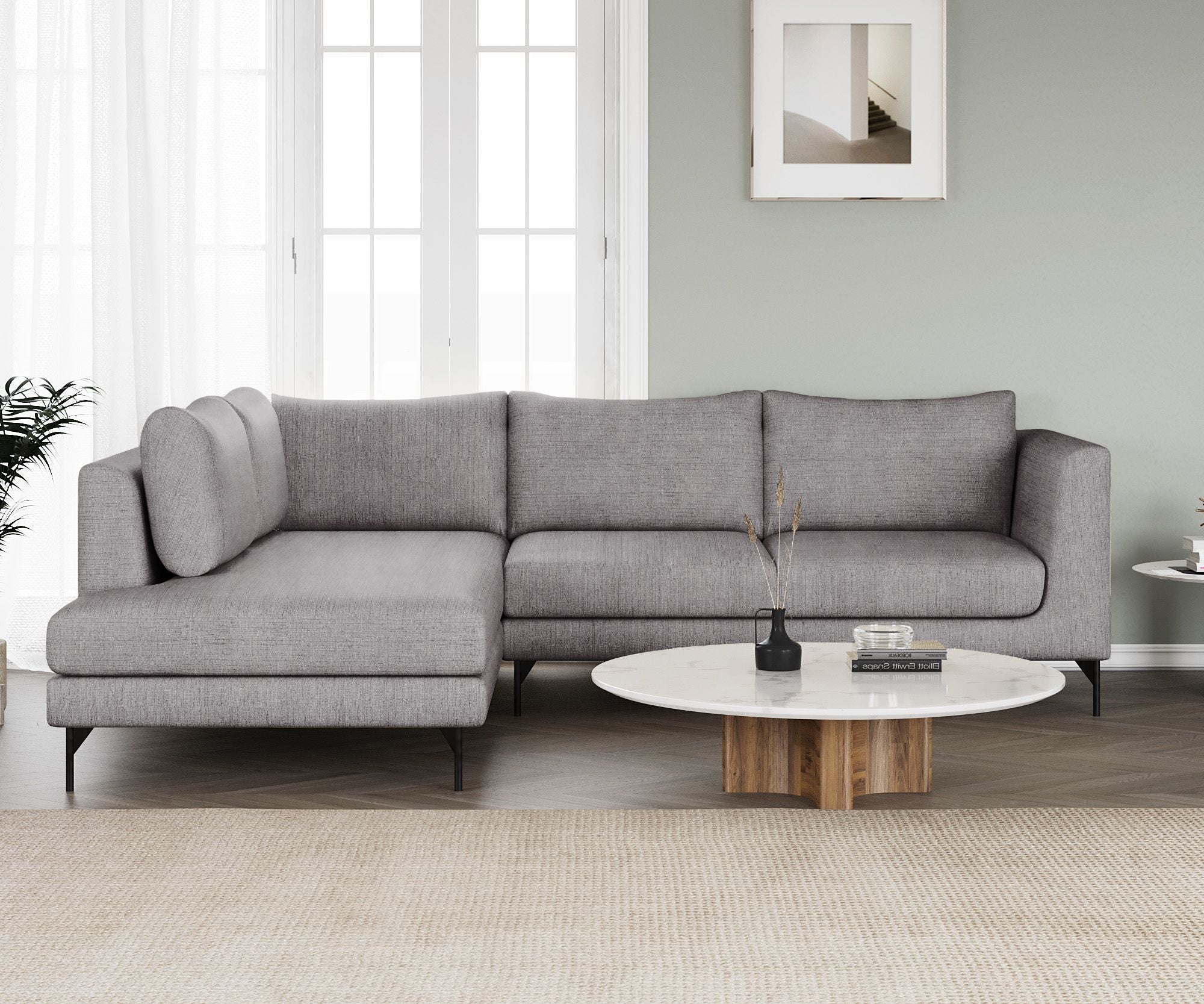 WESTIDO Pan Emirates Fabric 6 Seater  Sofa (Finish Color - Asg Grey, DIY(Do-It-Yourself))