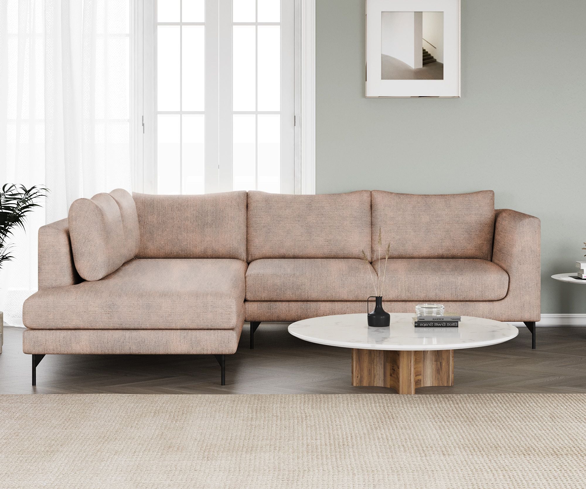 WESTIDO Pan Emirates Fabric 6 Seater  Sofa (Finish Color - Beige, DIY(Do-It-Yourself))