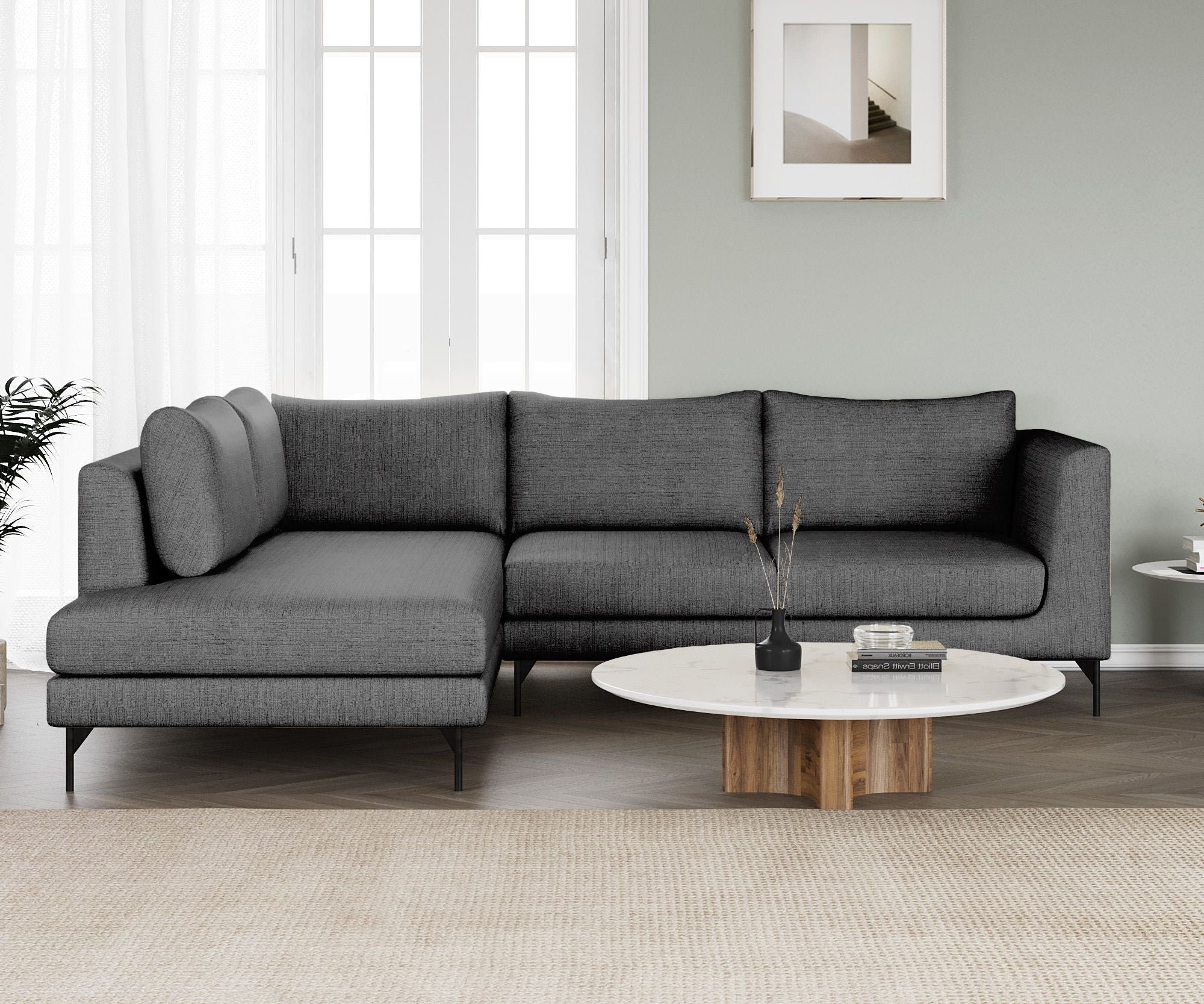 WESTIDO Pan Emirates Fabric 6 Seater  Sofa (Finish Color - Blackish Grey, DIY(Do-It-Yourself))