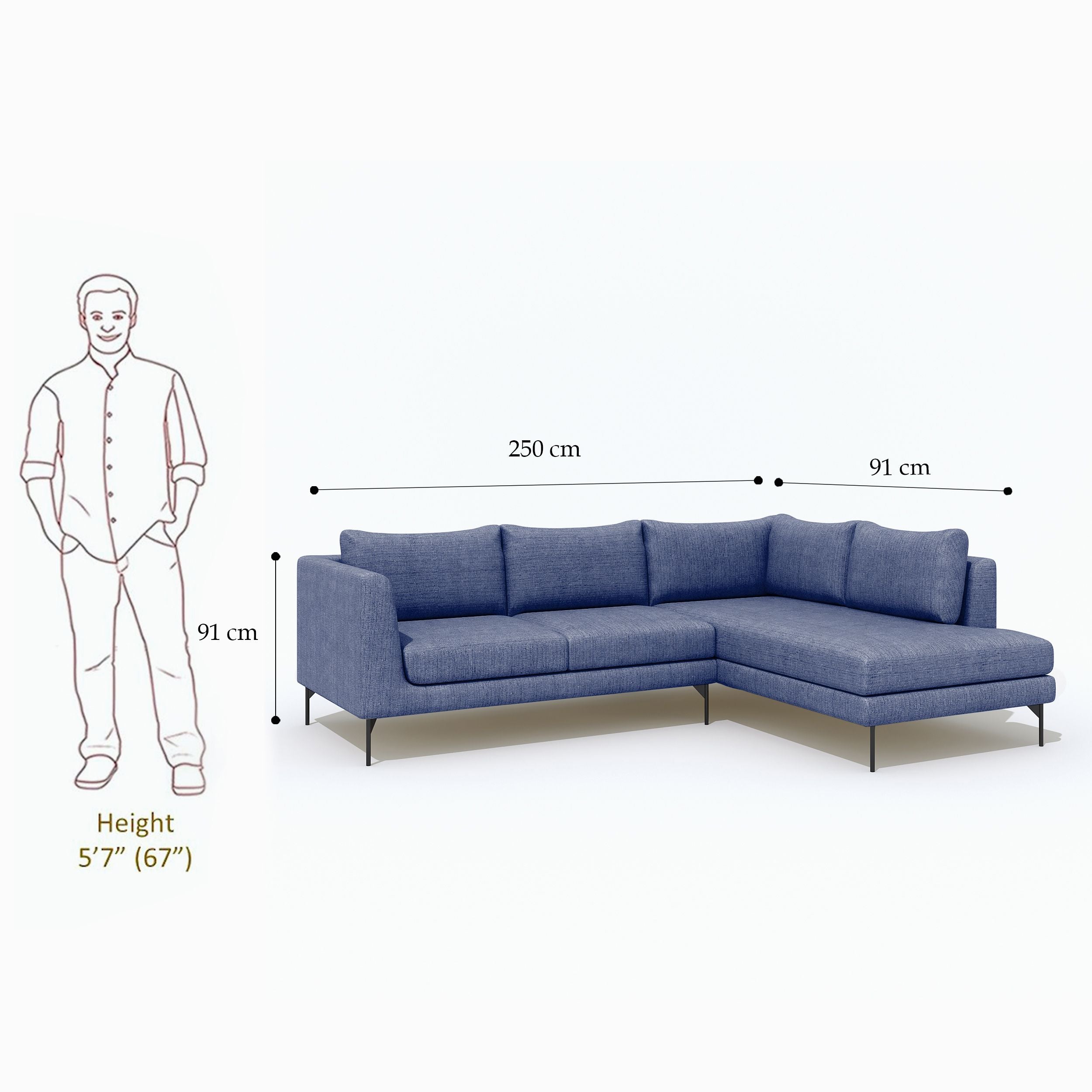 WESTIDO Pan Emirates Fabric 6 Seater  Sofa (Finish Color - Blue, DIY(Do-It-Yourself))