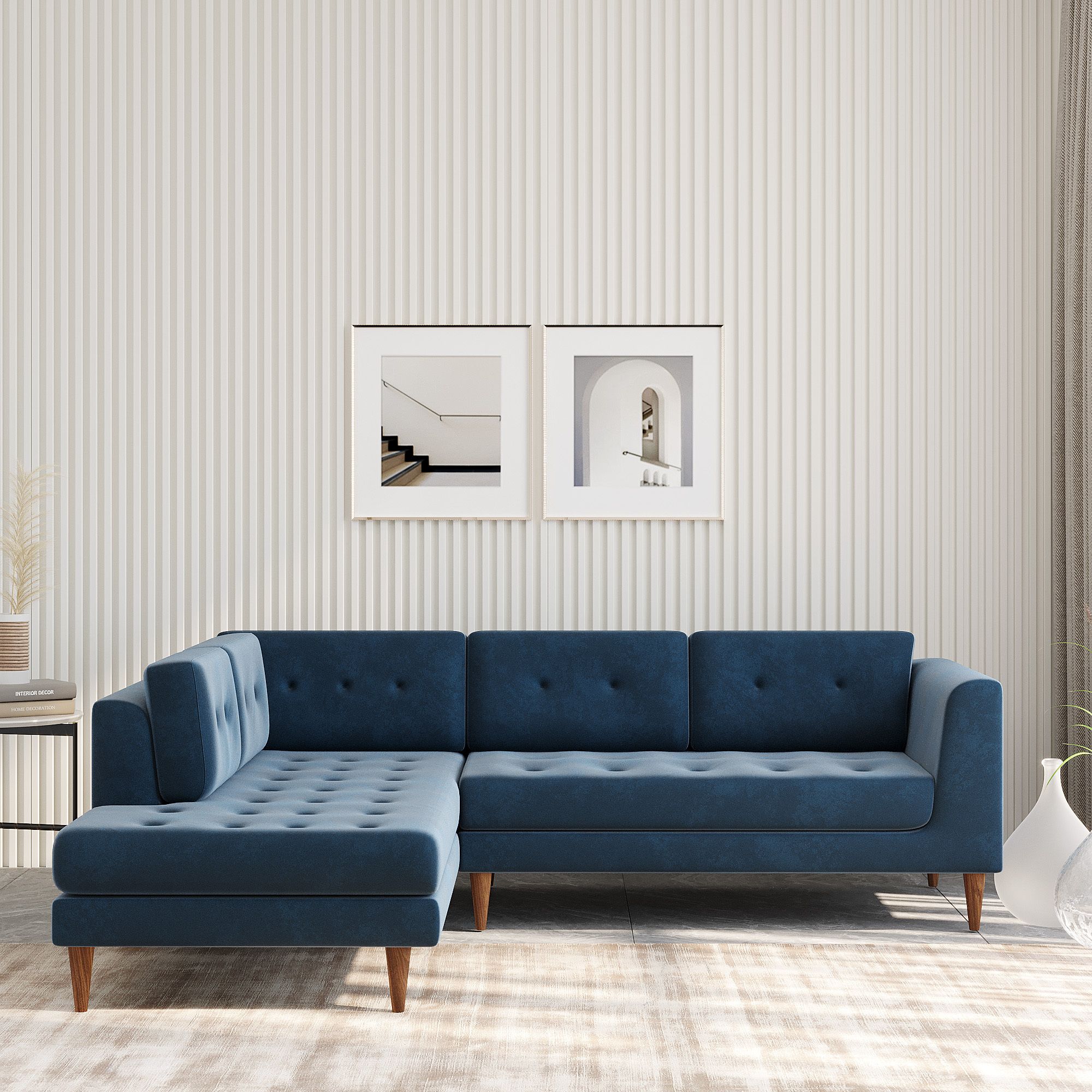 WESTIDO Fabric 6 Seater  Sofa (Finish Color - BLUE, DIY(Do-It-Yourself))