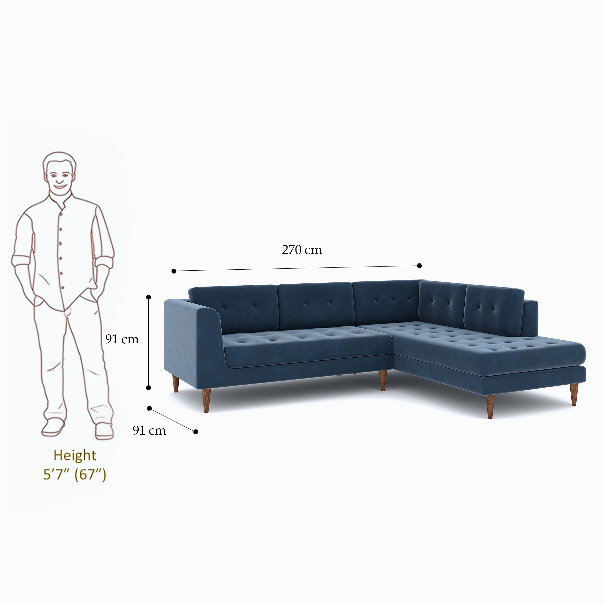 WESTIDO Fabric 6 Seater  Sofa (Finish Color - BLUE, DIY(Do-It-Yourself))