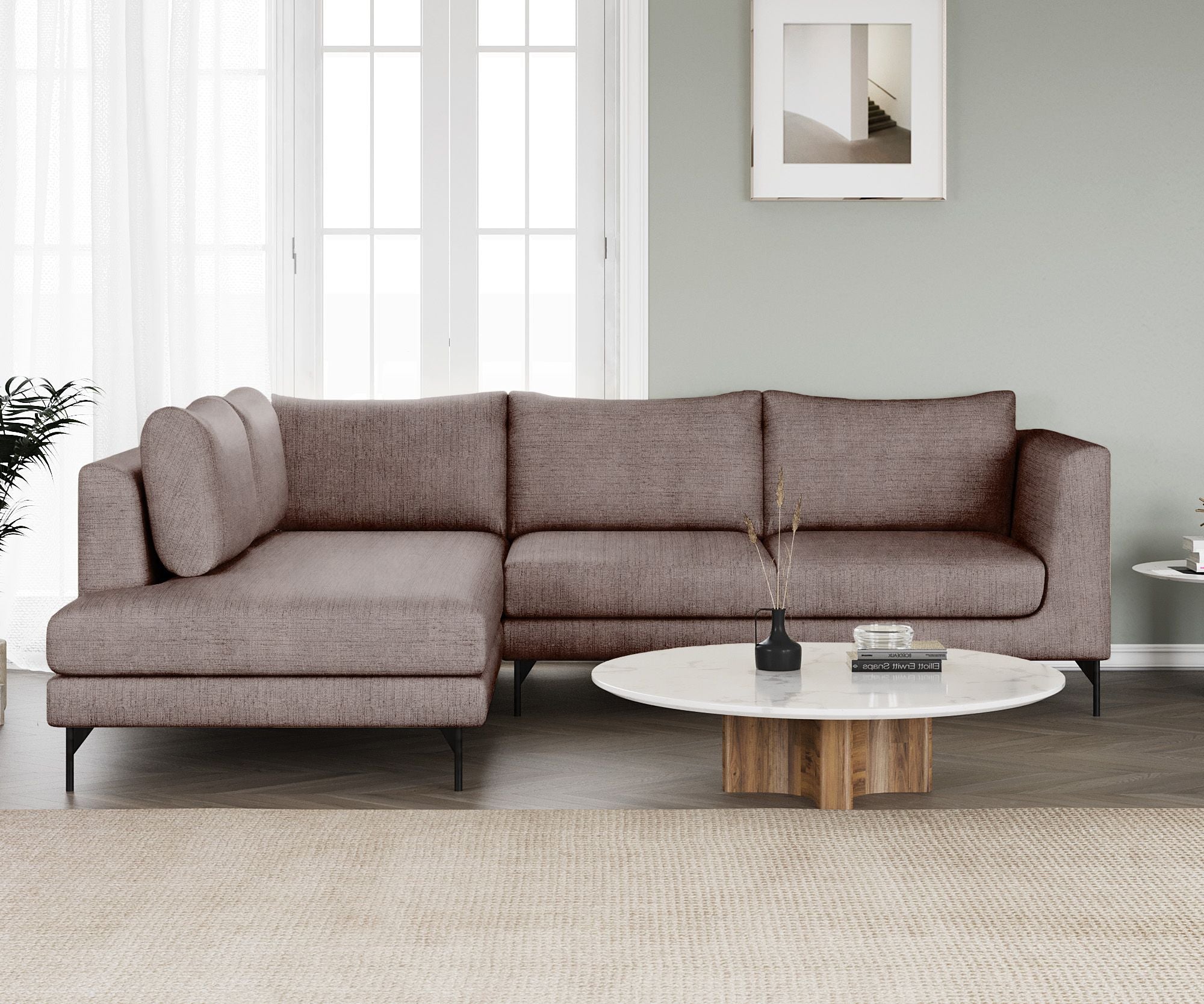 WESTIDO Pan Emirates Fabric 6 Seater  Sofa (Finish Color - Brown, DIY(Do-It-Yourself))