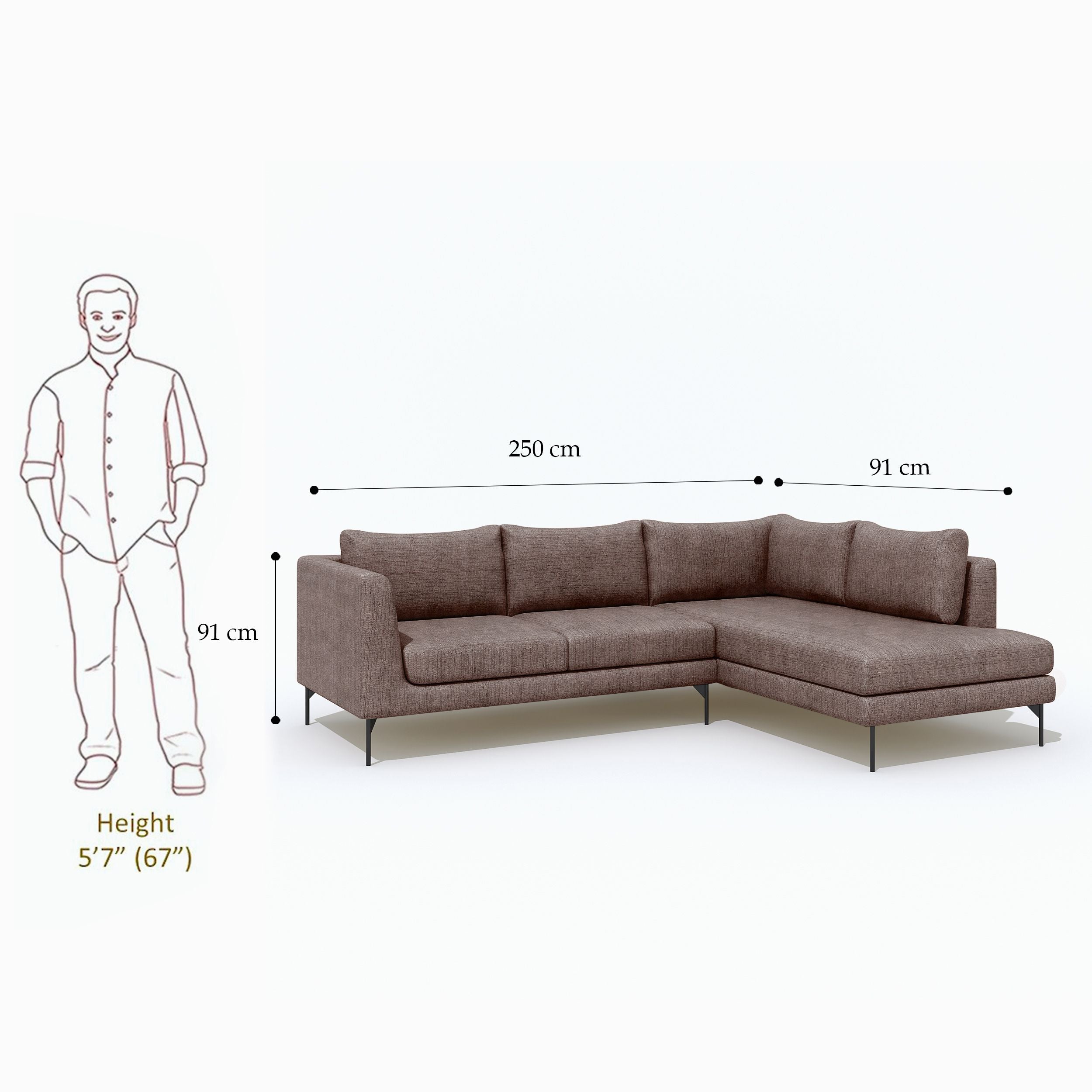 WESTIDO Pan Emirates Fabric 6 Seater  Sofa (Finish Color - Brown, DIY(Do-It-Yourself))