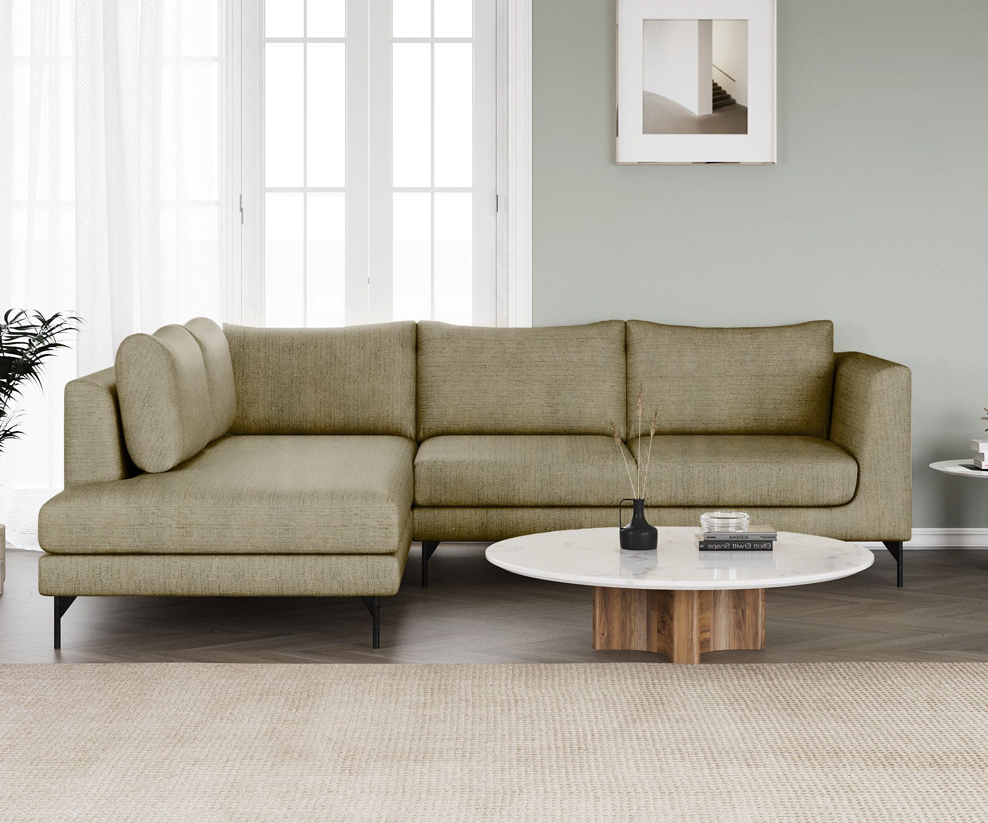 WESTIDO Pan Emirates Fabric 6 Seater  Sofa (Finish Color - Green, DIY(Do-It-Yourself))