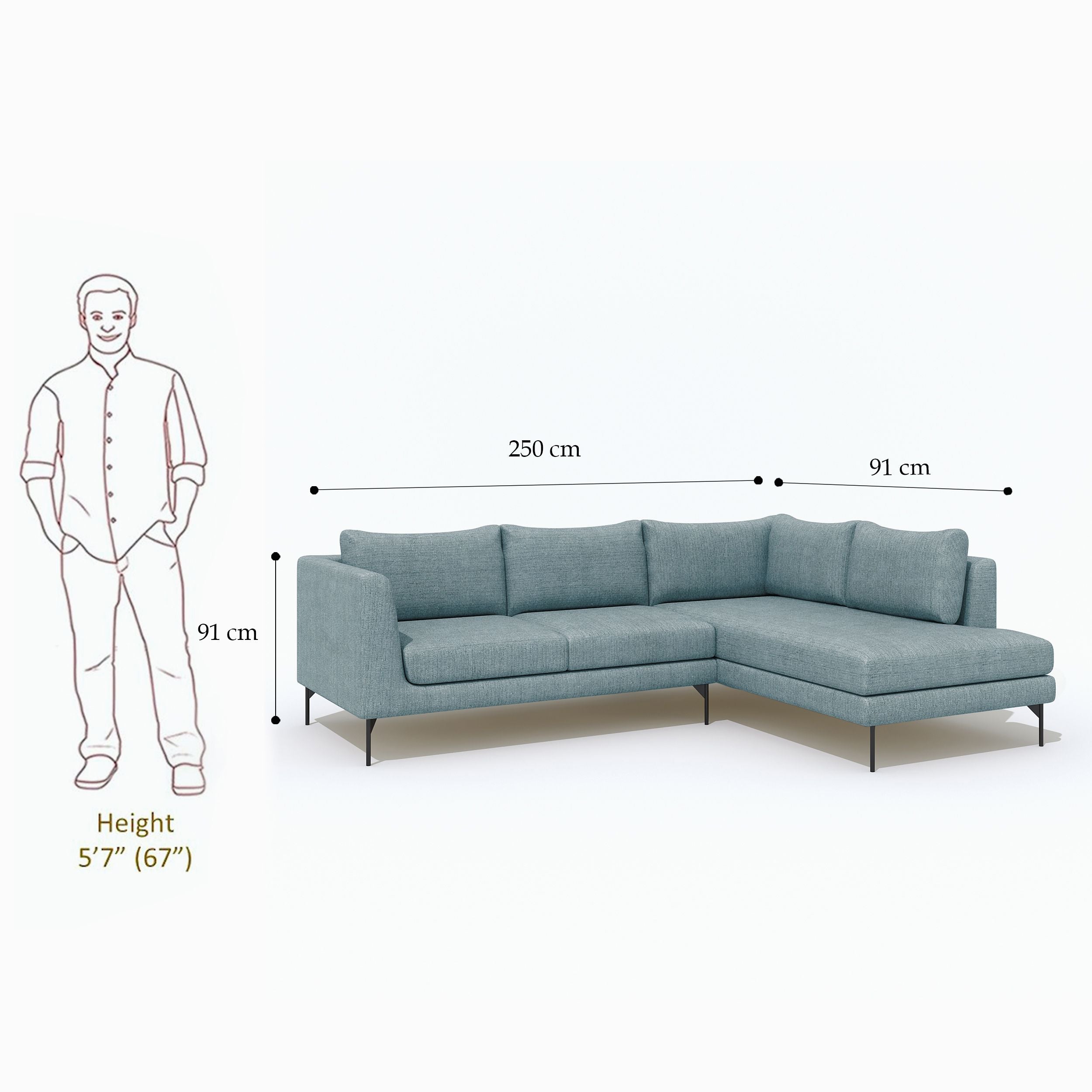 WESTIDO Pan Emirates Fabric 6 Seater  Sofa (Finish Color - Light Blue, DIY(Do-It-Yourself))