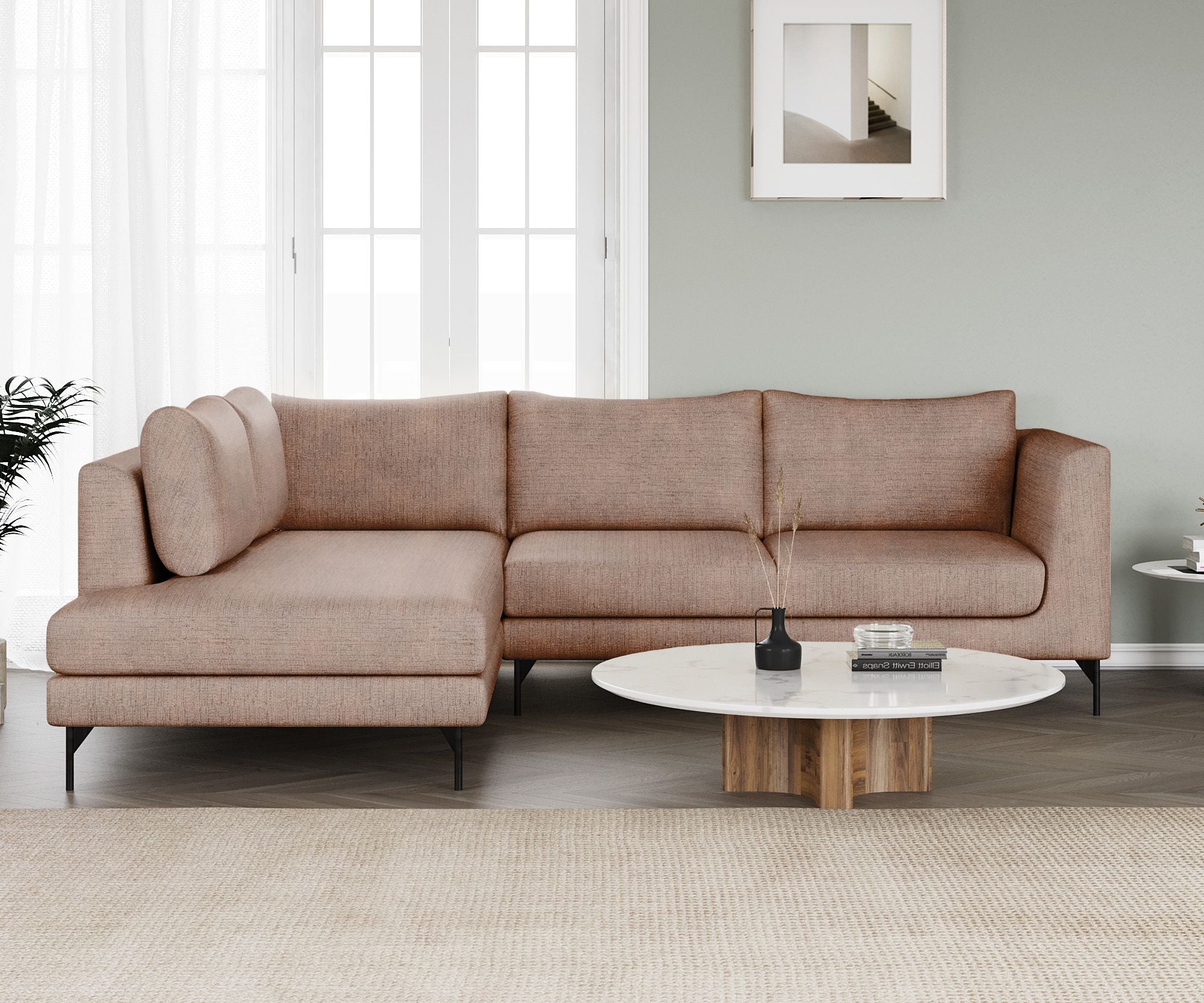 WESTIDO Pan Emirates Fabric 6 Seater  Sofa (Finish Color - Light Brown, DIY(Do-It-Yourself))