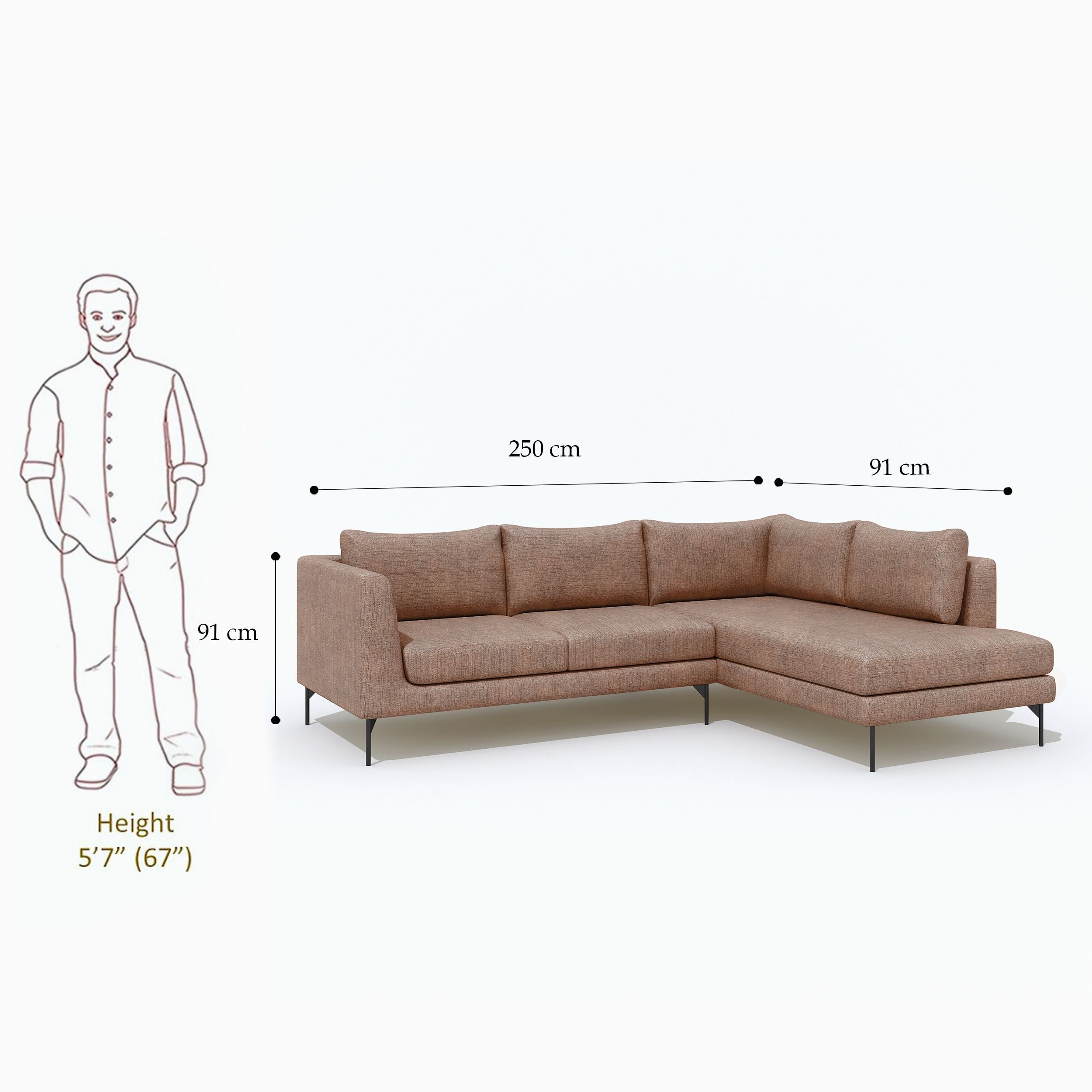 WESTIDO Pan Emirates Fabric 6 Seater  Sofa (Finish Color - Light Brown, DIY(Do-It-Yourself))