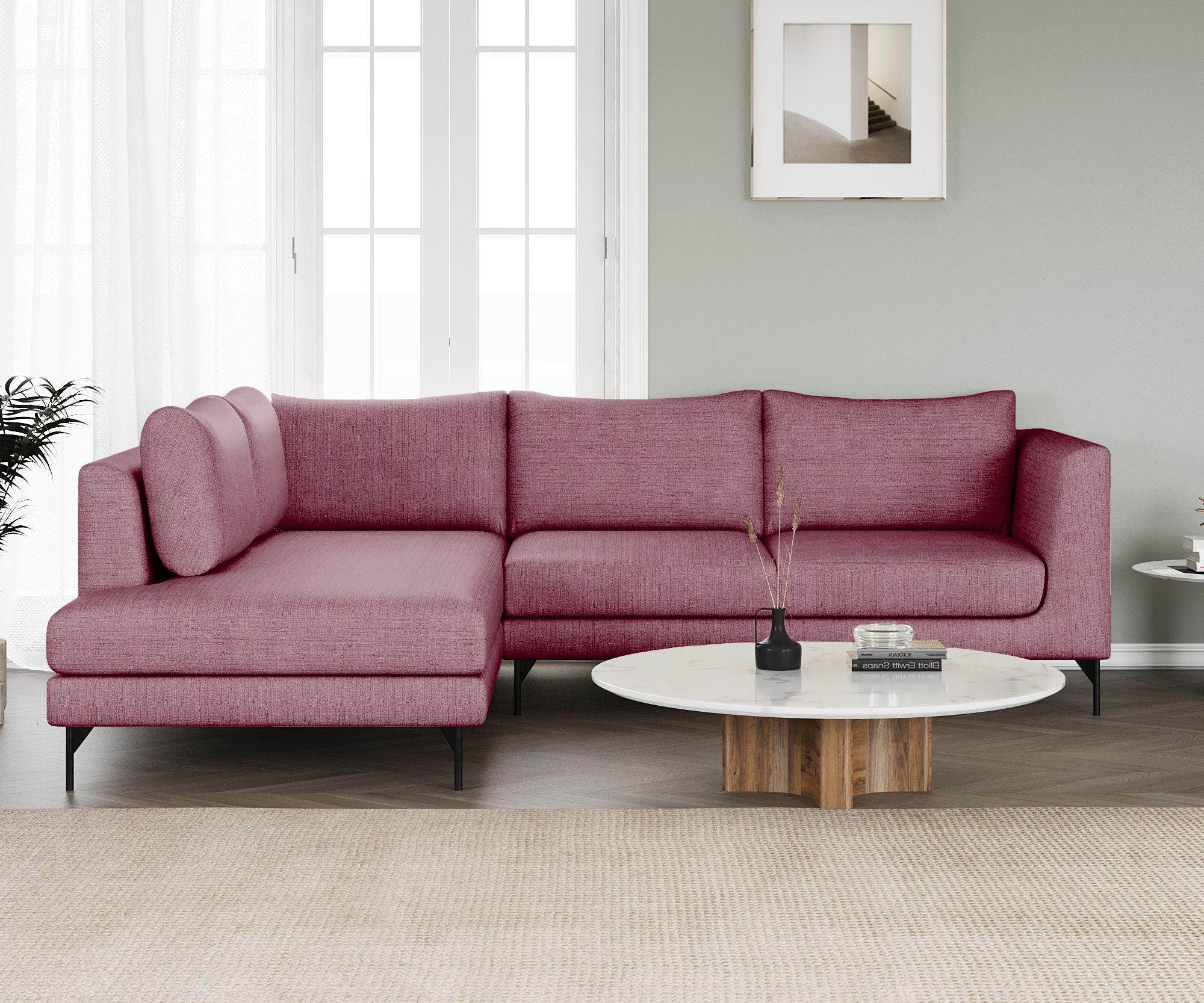 WESTIDO Pan Emirates Fabric 6 Seater  Sofa (Finish Color - Maroon, DIY(Do-It-Yourself))