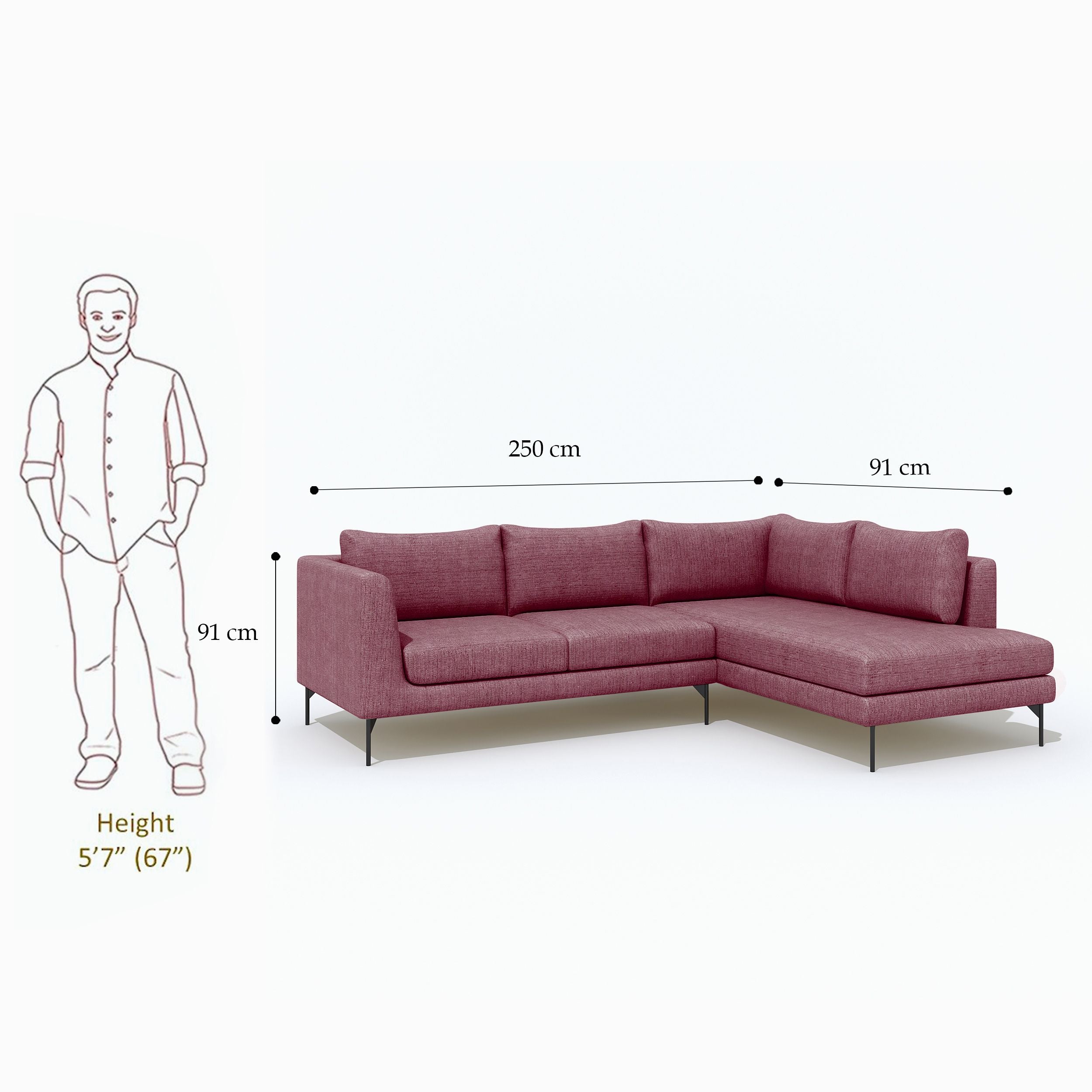 WESTIDO Pan Emirates Fabric 6 Seater  Sofa (Finish Color - Maroon, DIY(Do-It-Yourself))