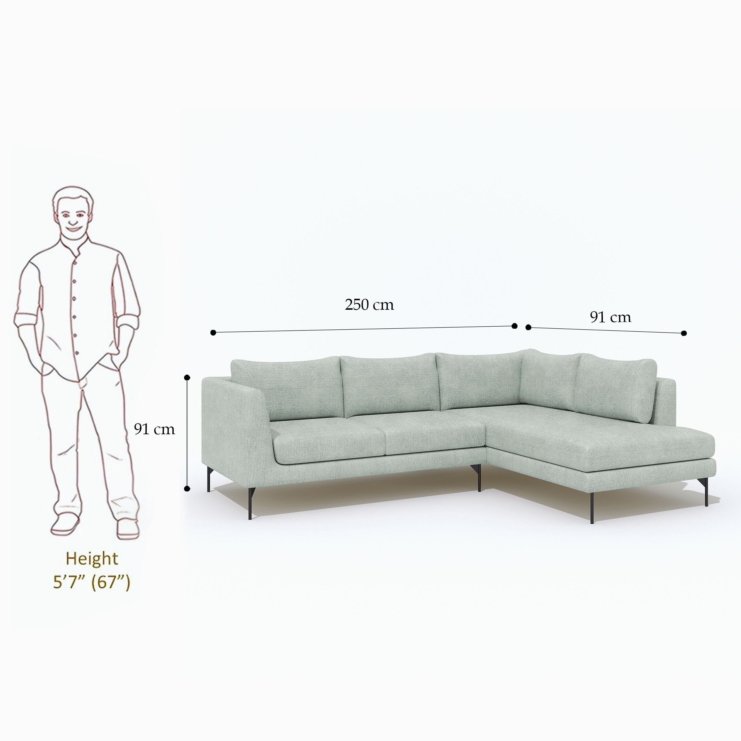 WESTIDO Pan Emirates Fabric 6 Seater  Sofa (Finish Color - Mist, DIY(Do-It-Yourself))