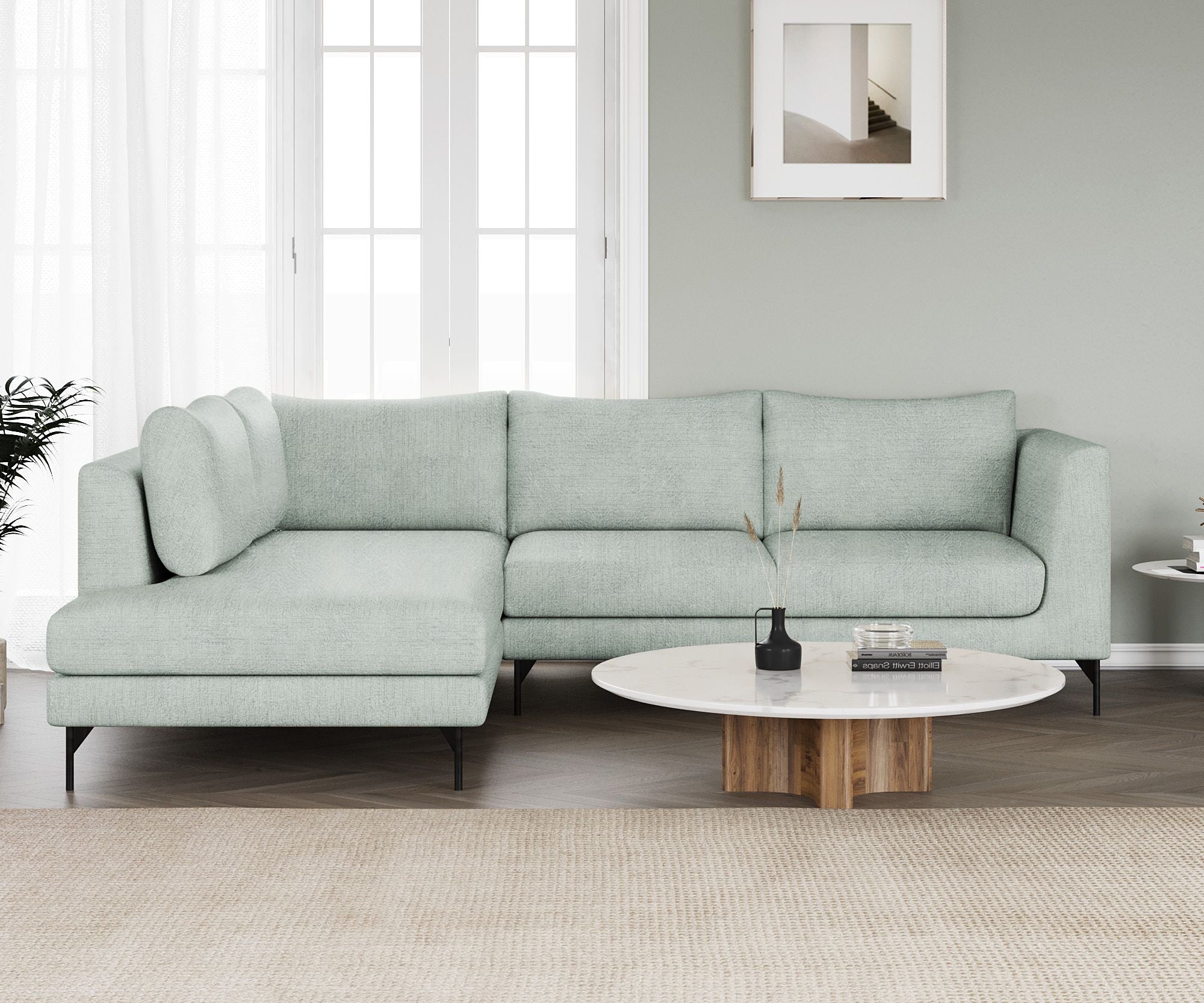 WESTIDO Pan Emirates Fabric 6 Seater  Sofa (Finish Color - Mist, DIY(Do-It-Yourself))