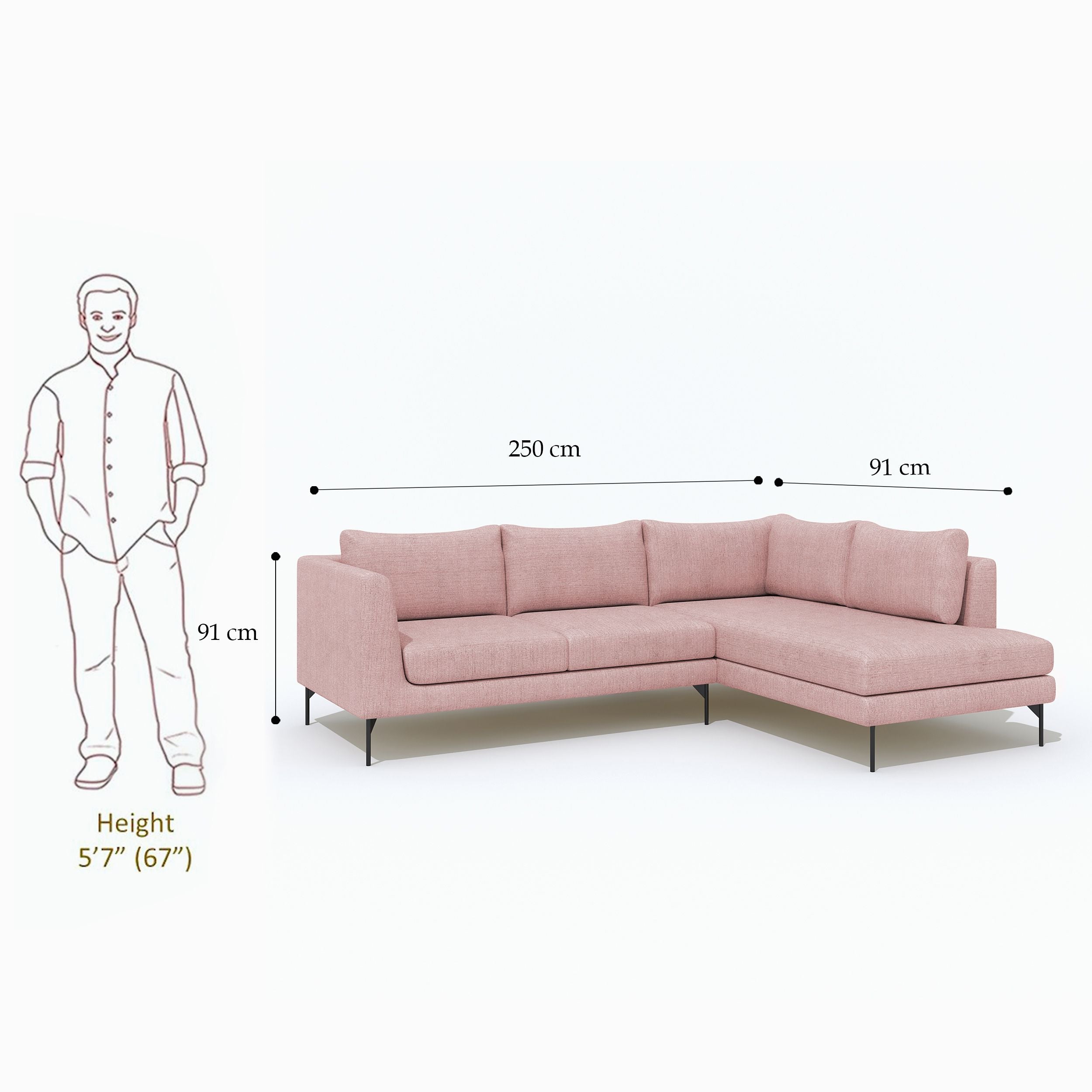 WESTIDO Pan Emirates Fabric 6 Seater  Sofa (Finish Color - Pink, DIY(Do-It-Yourself))