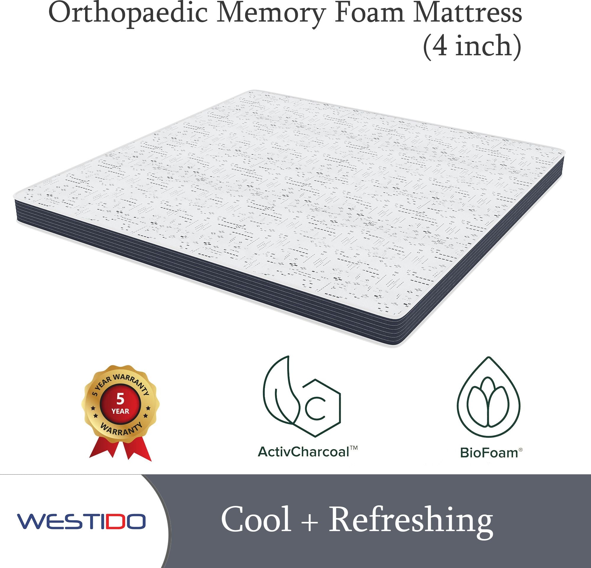 WESTIDO RehabRest 4 inch King Memory Foam Mattress (L x W: 75 inch x 72 inch)