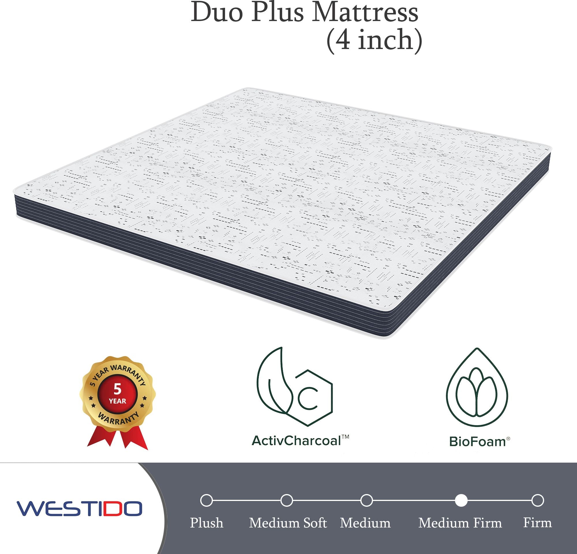 WESTIDO FlexiFlip 4 inch Queen High Resilience (HR) Foam Mattress (L x W: 60 inch x 75 inch)