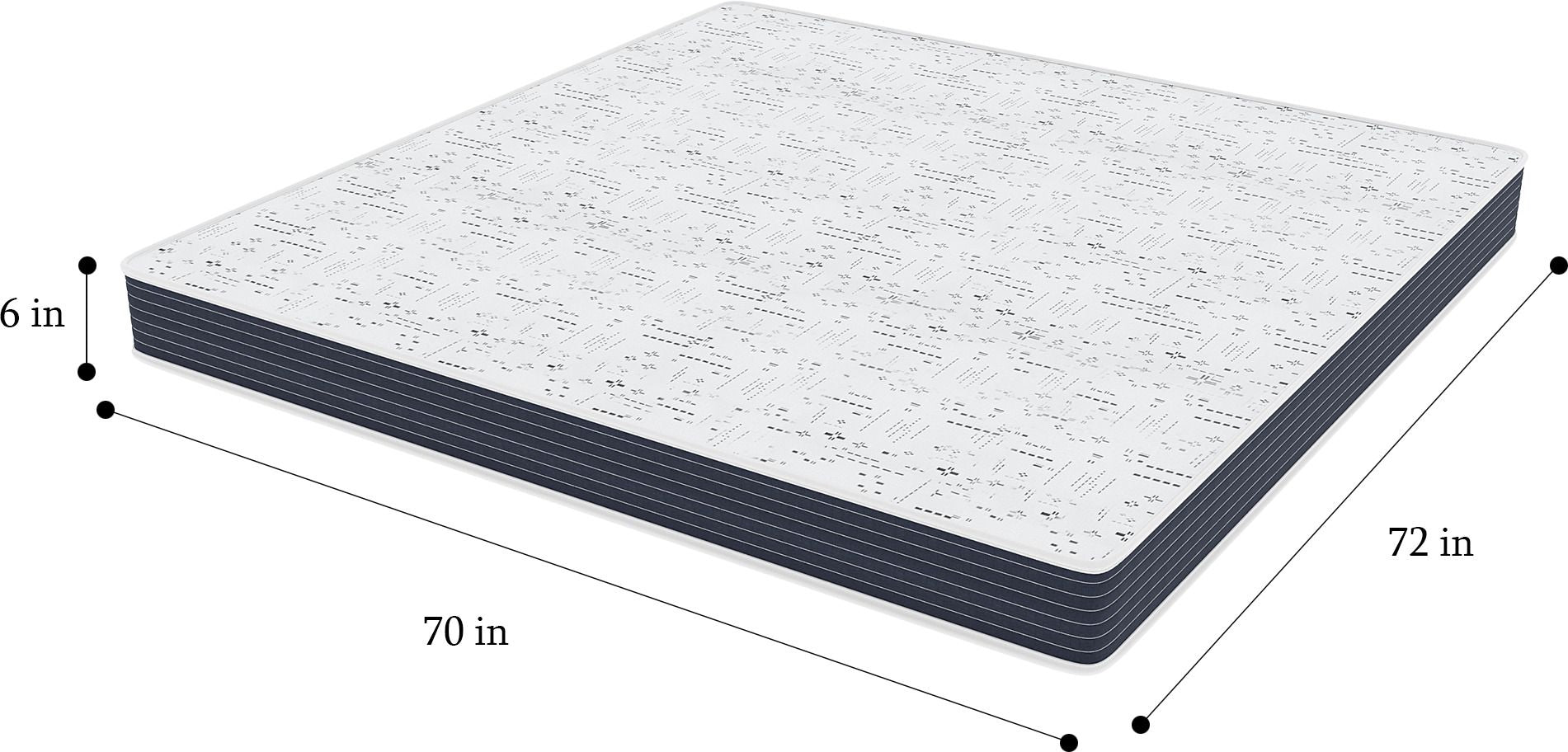 WESTIDO Fle 6 inch King High Resilience (HR) Foam Mattress (L x W: 70 inch x 72 inch)