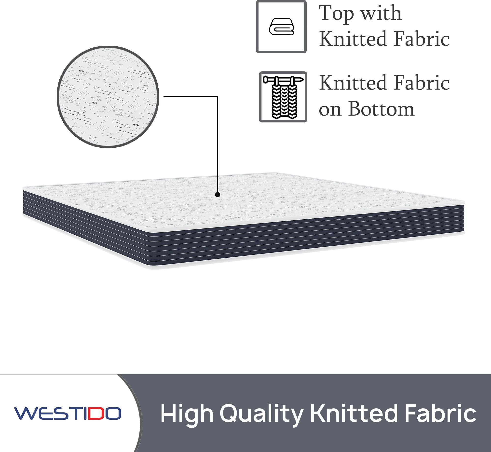 WESTIDO Fle 6 inch King High Resilience (HR) Foam Mattress (L x W: 70 inch x 72 inch)