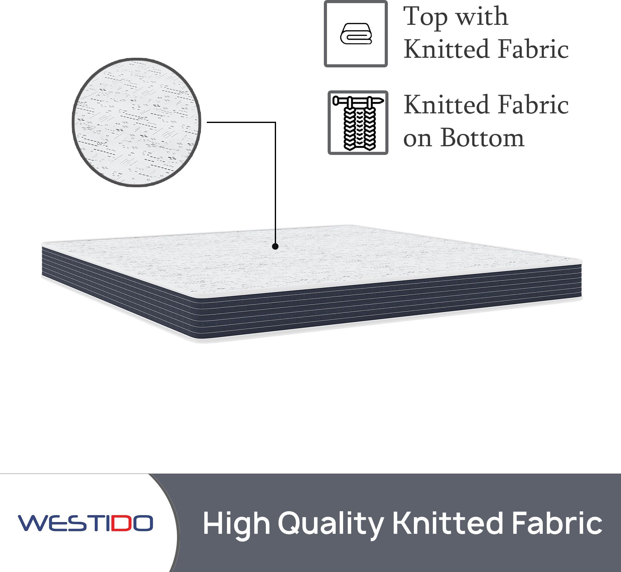 WESTIDO SteadySupport 6 inch King High Resilience (HR) Foam Mattress (L x W: 72 inch x 72 inch)