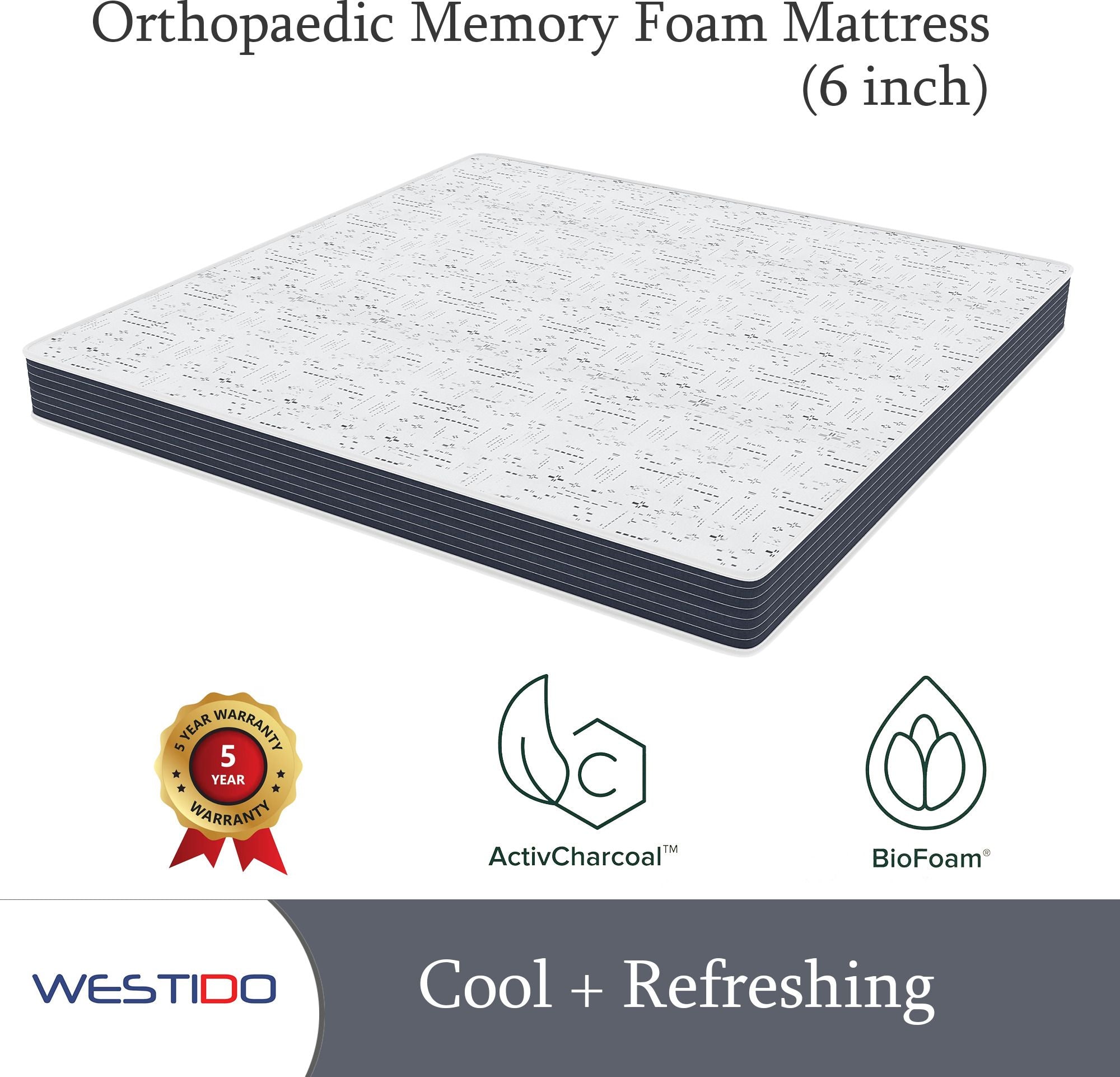 WESTIDO RehabRest 6 inch Queen Memory Foam Mattress (L x W: 60 inch x 78 inch)