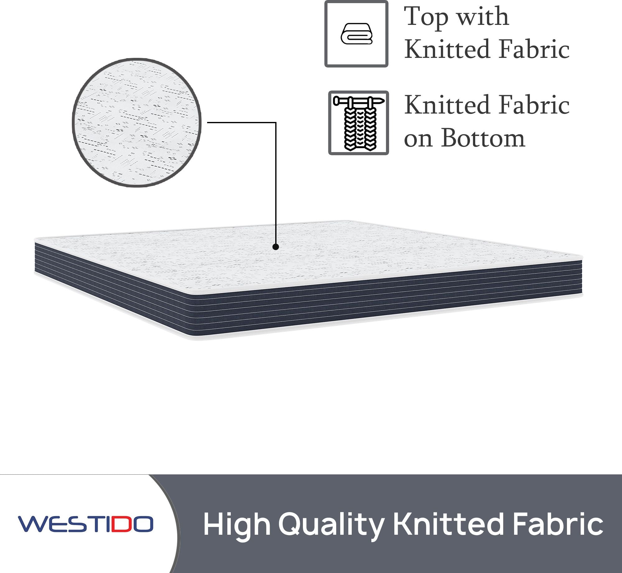 WESTIDO SteadySupport 8 inch King High Resilience (HR) Foam Mattress (L x W: 75 inch x 72 inch)